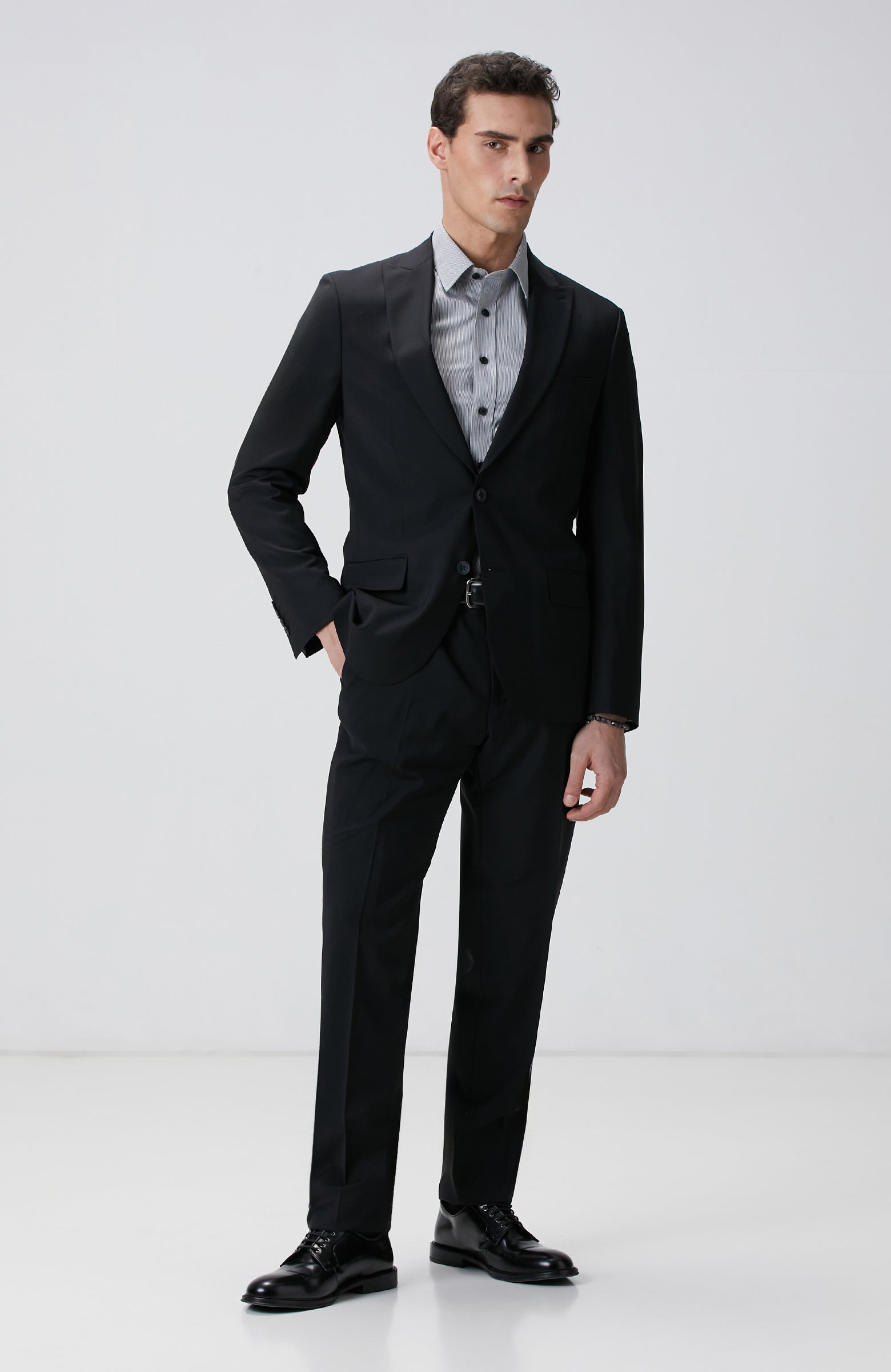 MEN'S Black Non-iron Striped Shirt