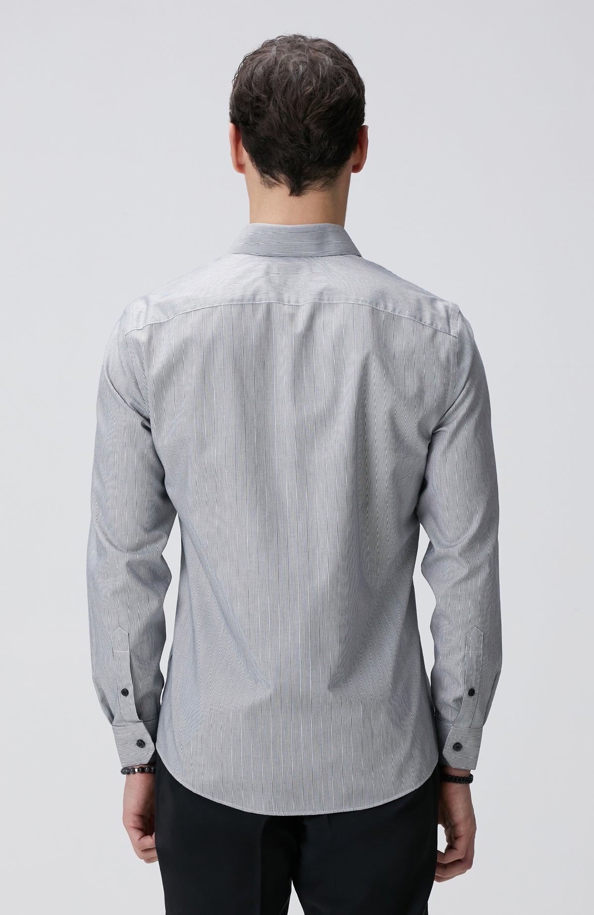 MEN'S Black Non-iron Striped Shirt