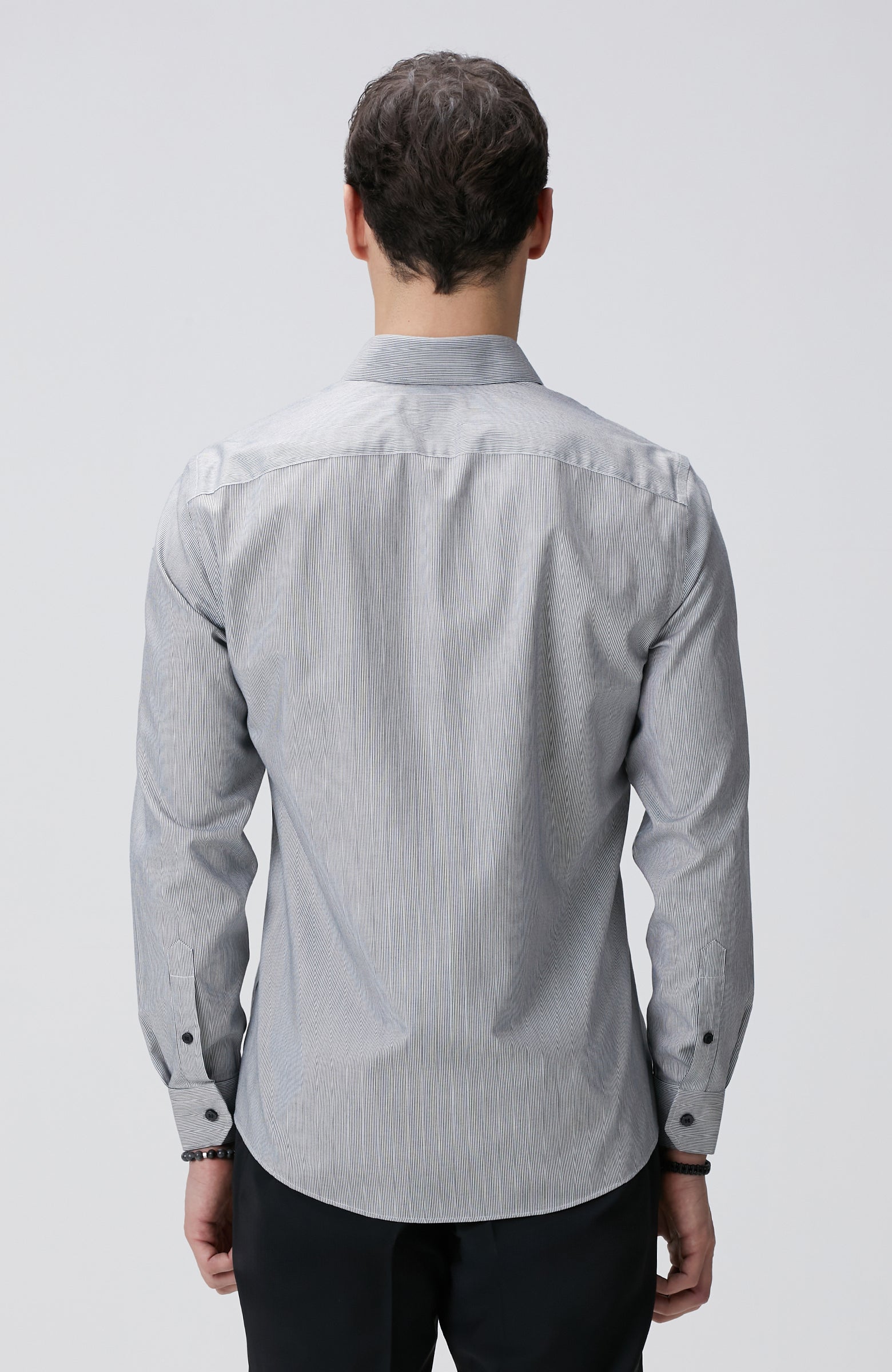 MEN'S Black Non-iron Striped Shirt