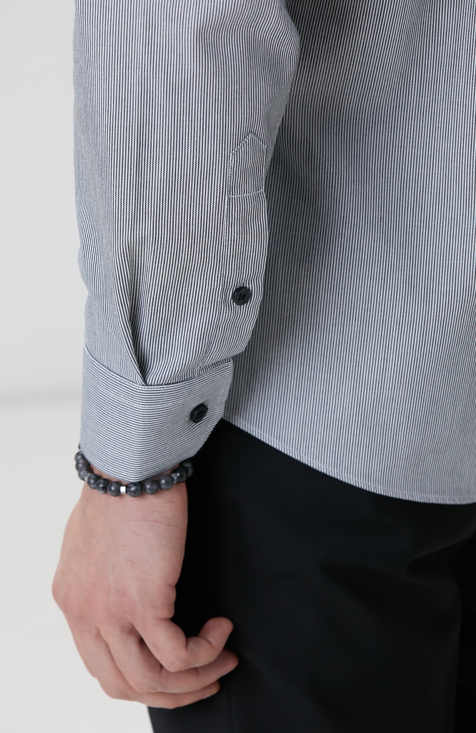 MEN'S Black Non-iron Striped Shirt