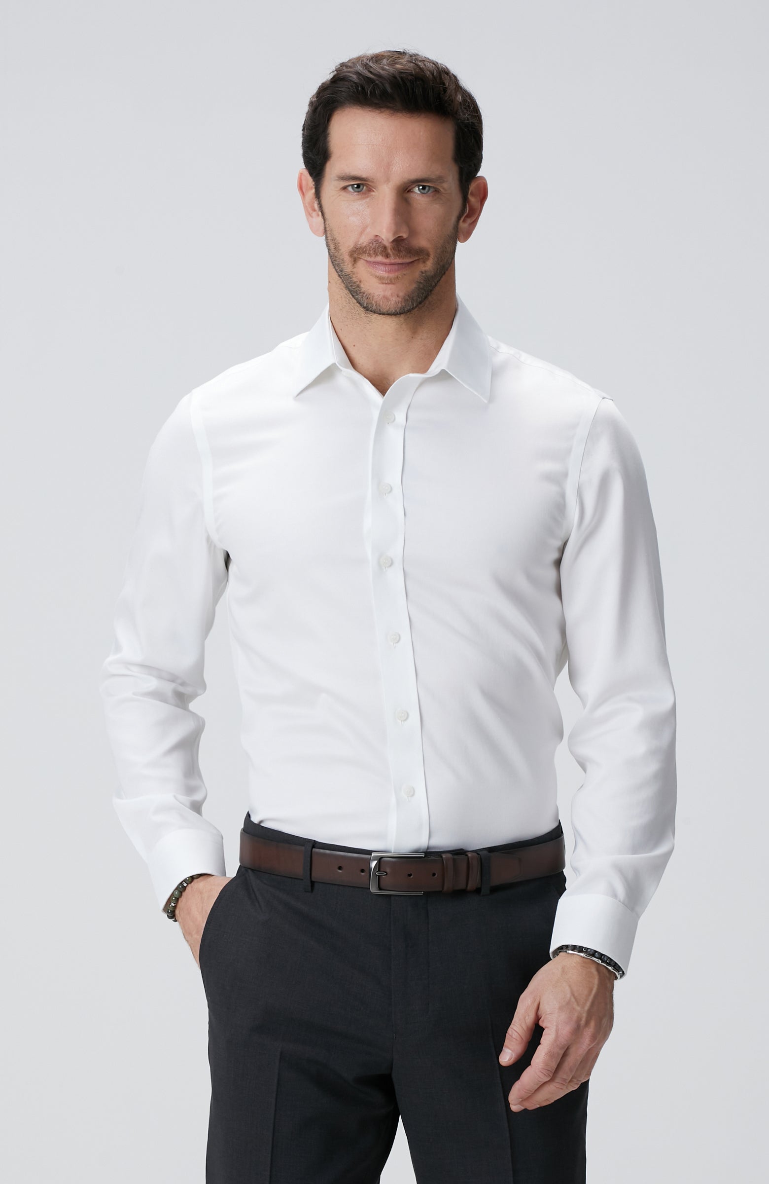 MEN'S White Non-Iron Satin Shirt
