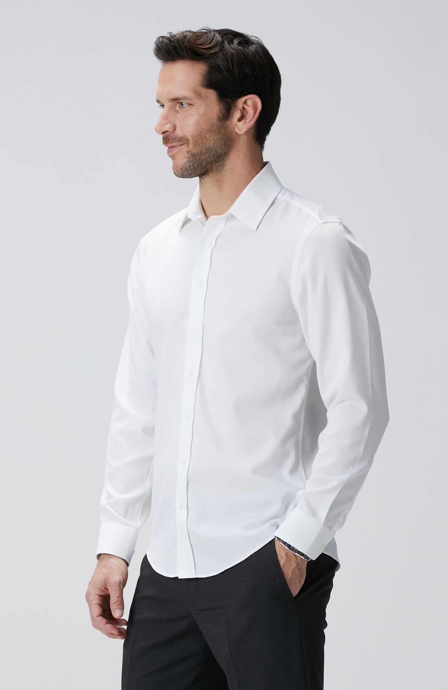 MEN'S White Non-Iron Satin Shirt