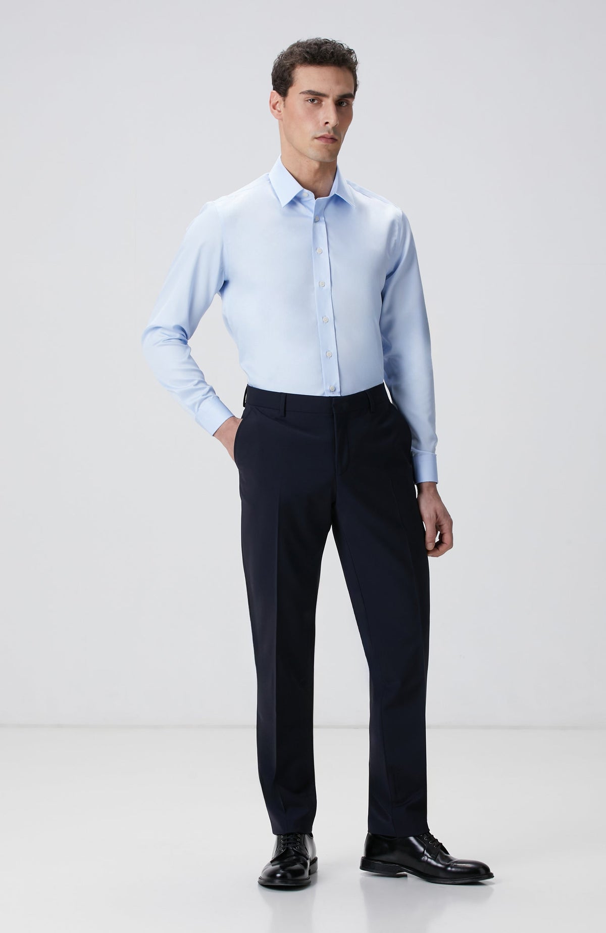 MEN'S Blue Non-iron Satin Shirt