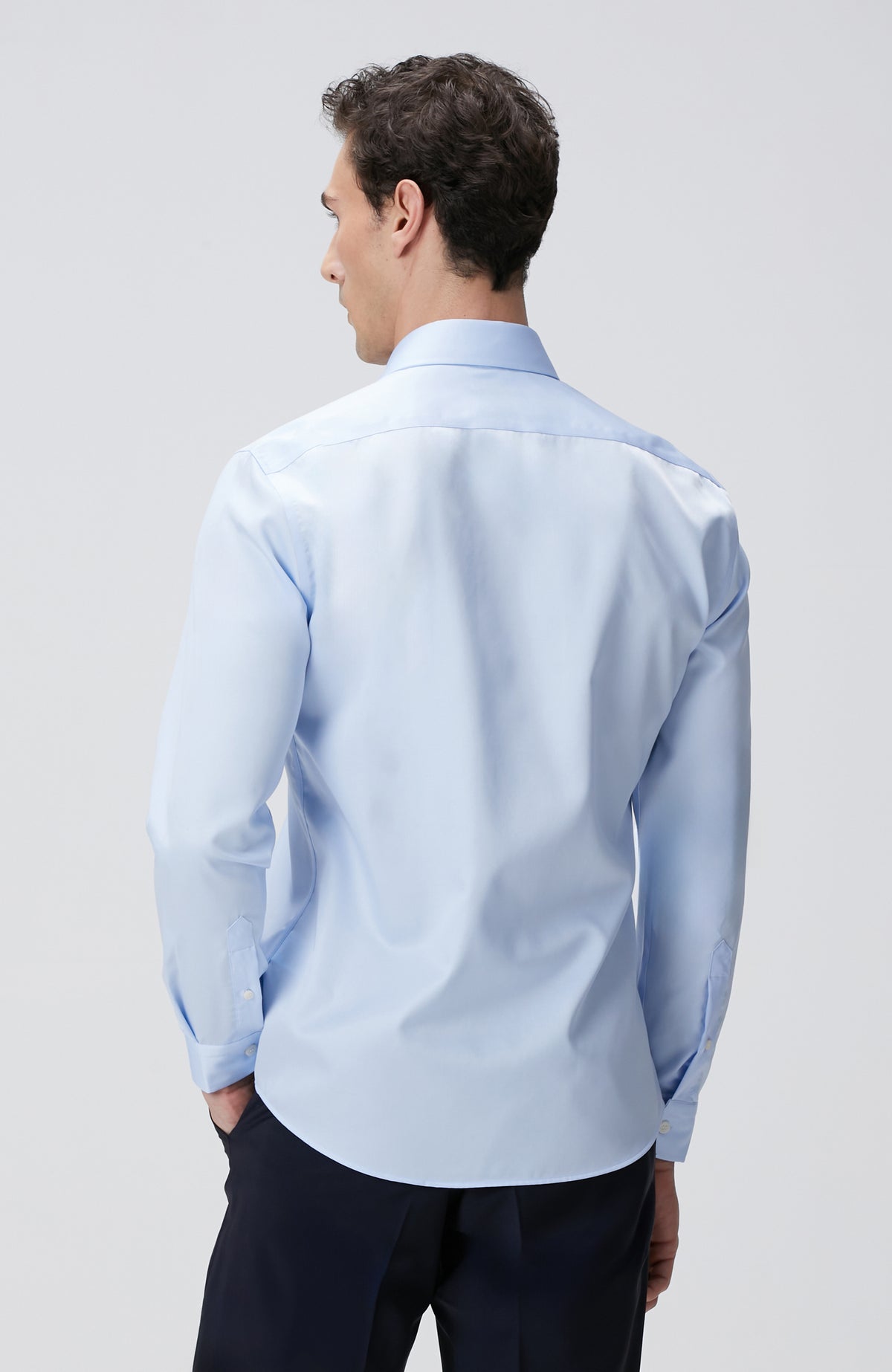 MEN'S Blue Non-iron Satin Shirt