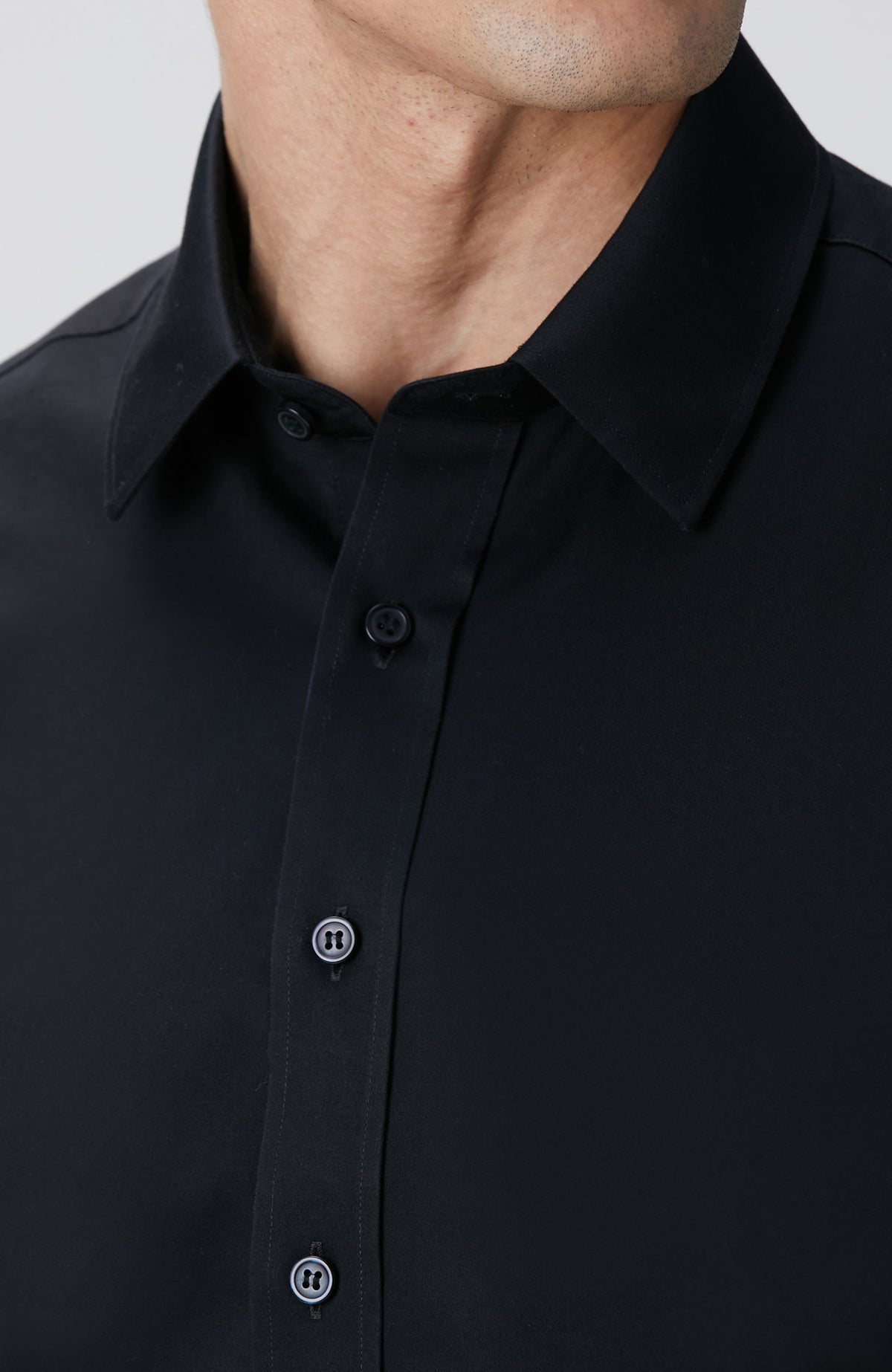 MEN'S Black Non-iron Satin Shirt