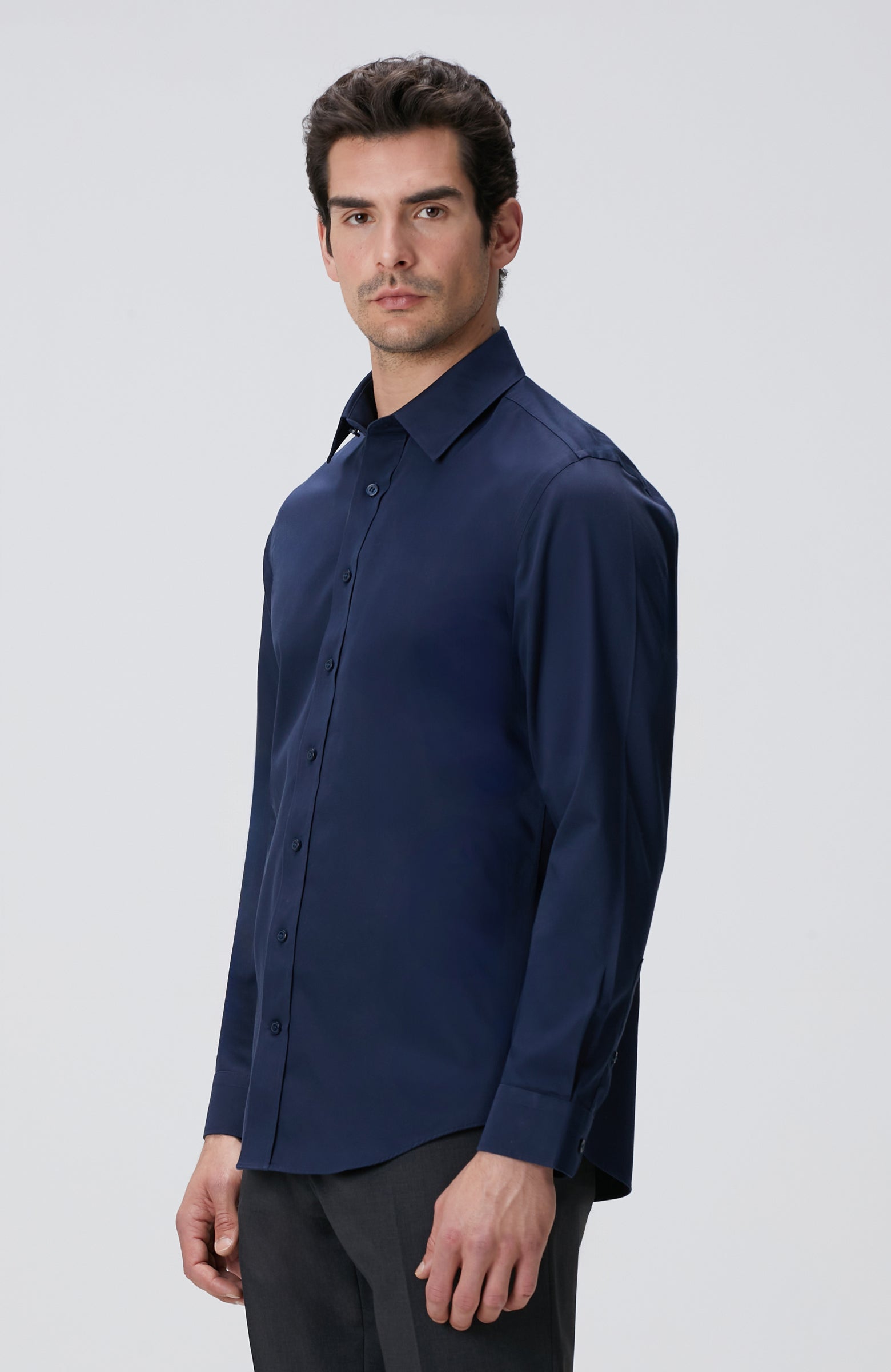 MEN'S Navy Blue Non-Iron Satin Shirt