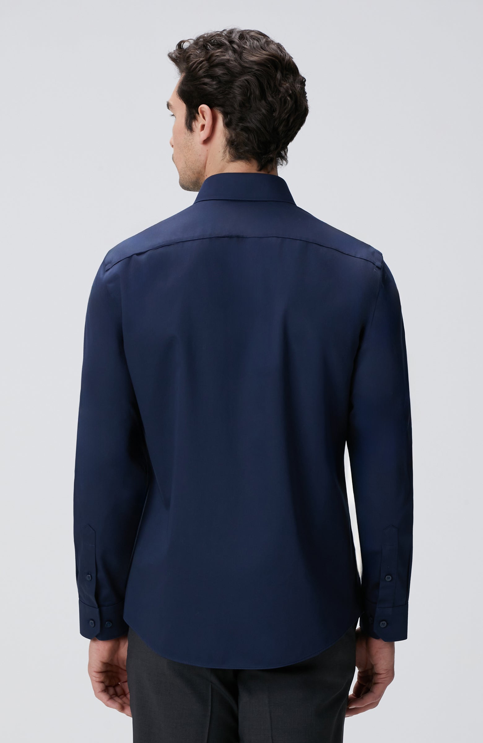 MEN'S Navy Blue Non-Iron Satin Shirt