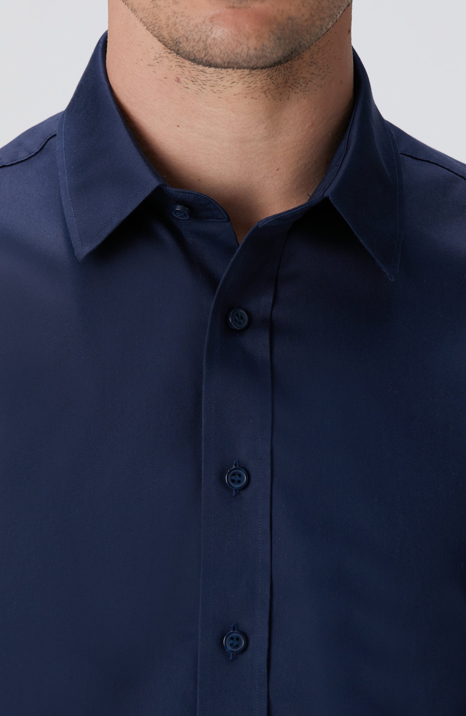 MEN'S Navy Blue Non-Iron Satin Shirt