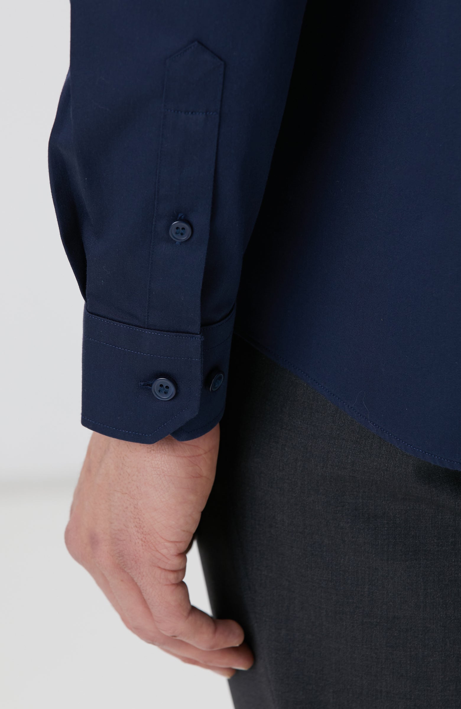 MEN'S Navy Blue Non-Iron Satin Shirt