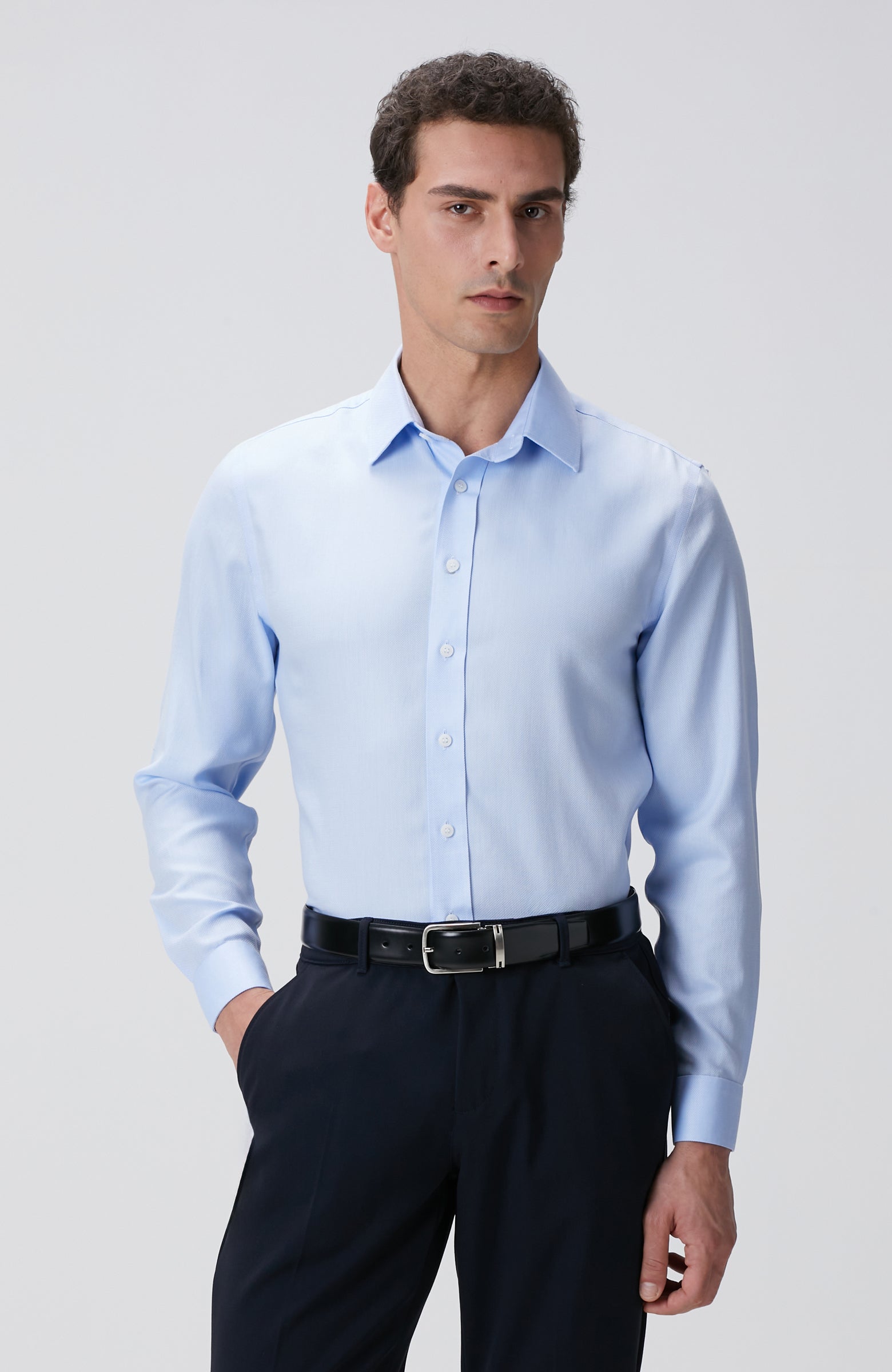 MEN'S Blue Non-ron Shirt