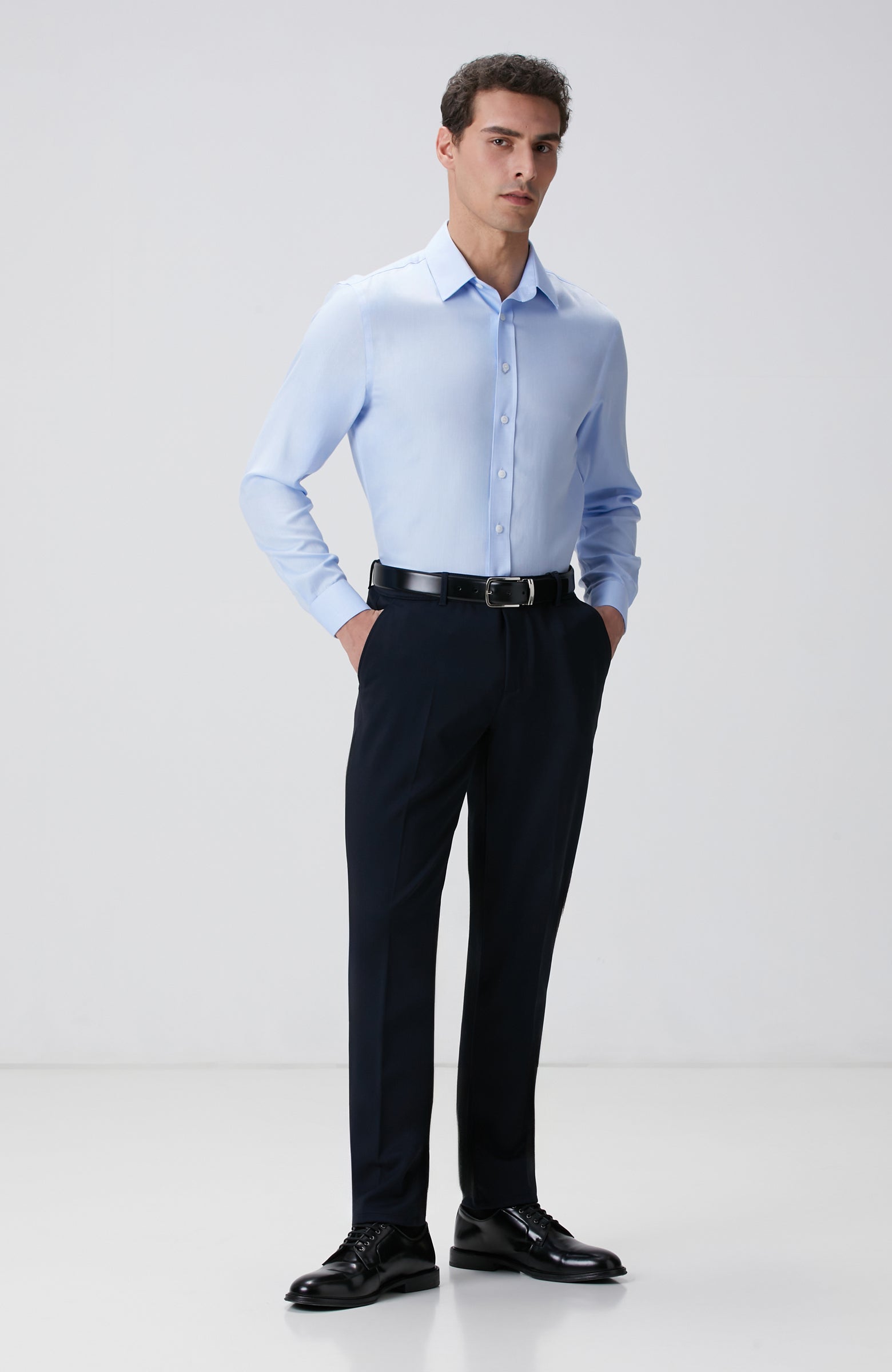 MEN'S Blue Non-ron Shirt