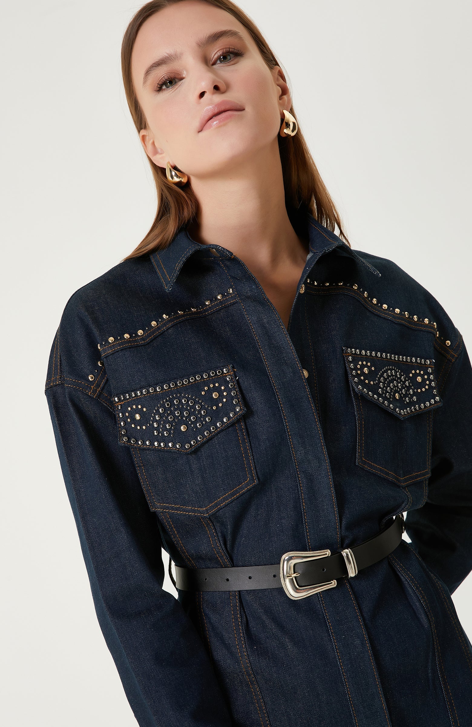 WOMEN'S Navy Blue Mini Denim Dress