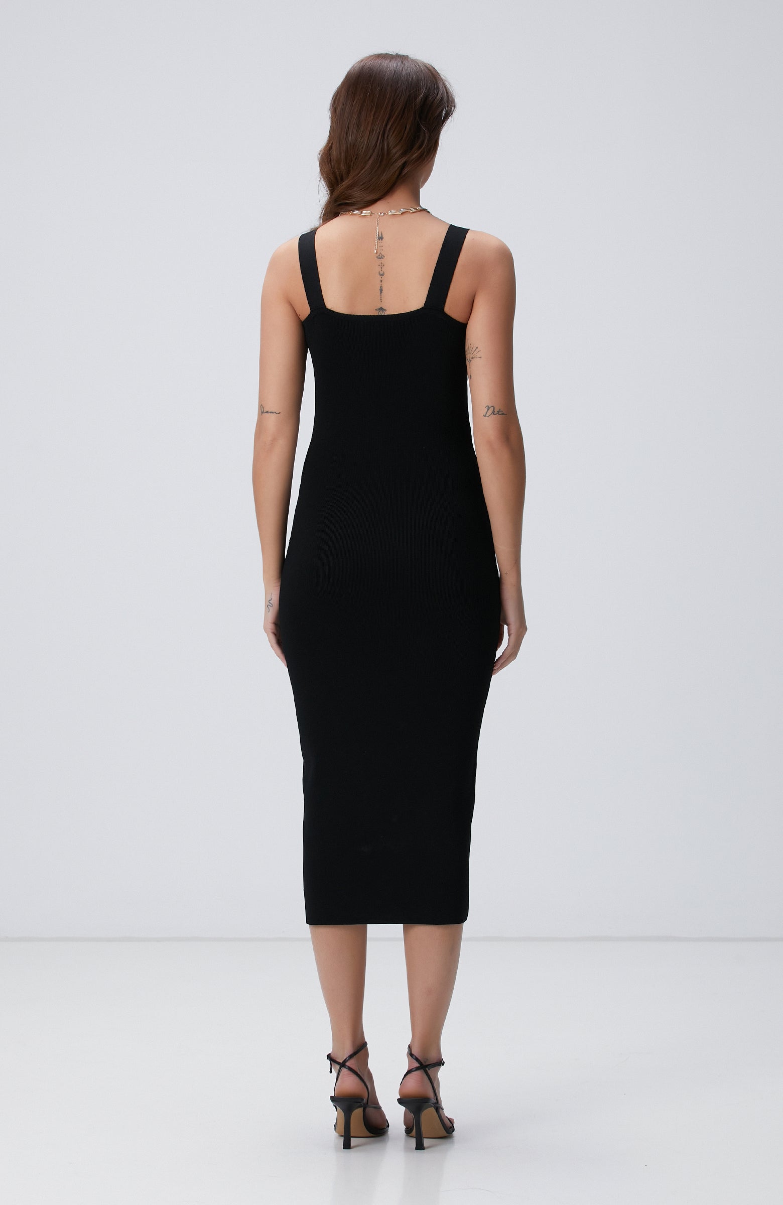 WOMEN'S Black Midi Knit Dress