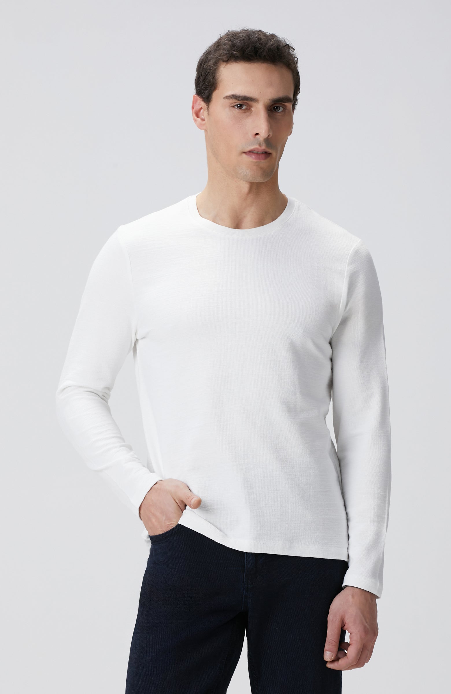 MEN'S Off-White Long Sleeve Cotton T-shirt