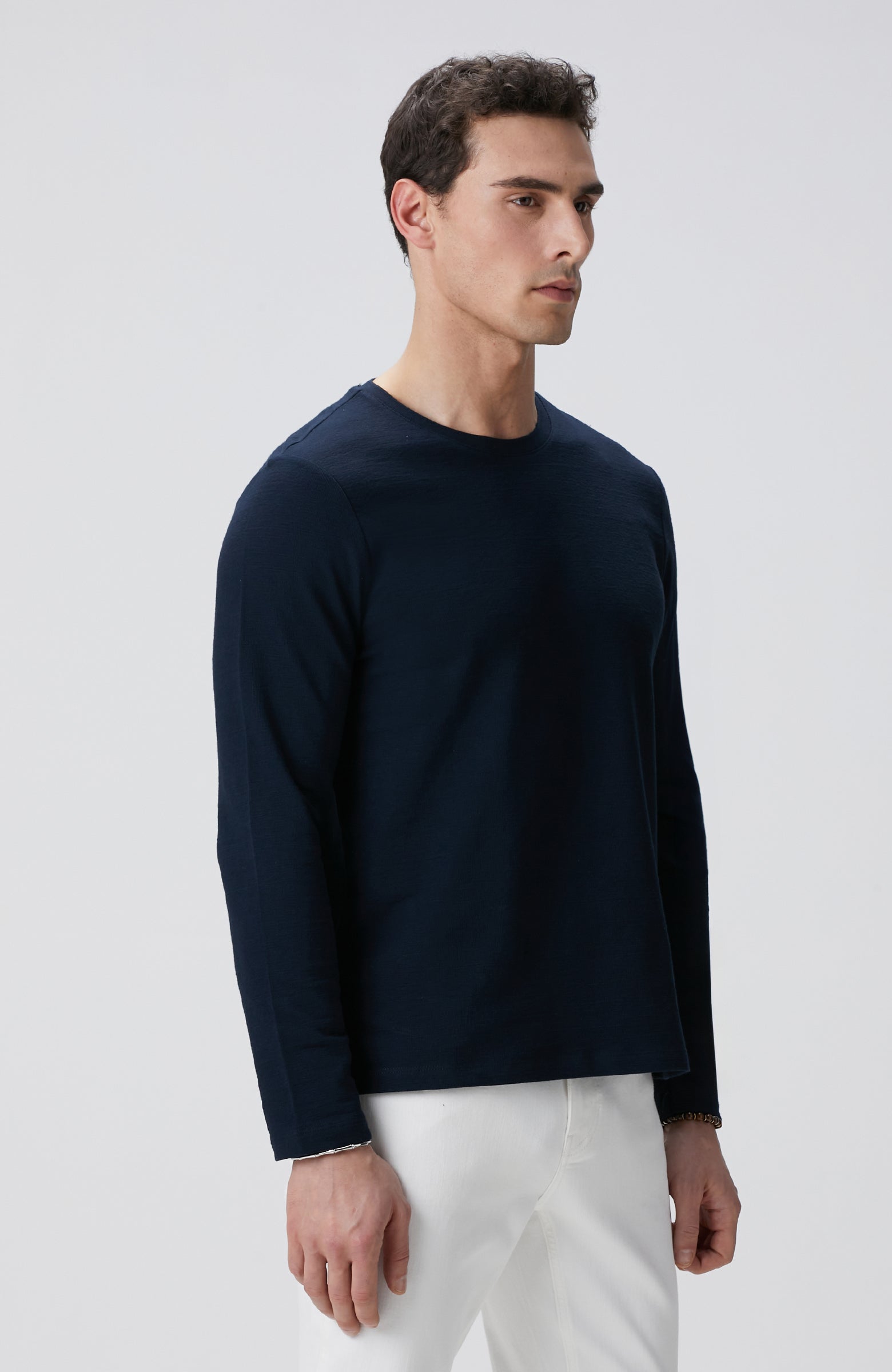 MEN'S Navy Blue Long Sleeve Cotton T-shirt