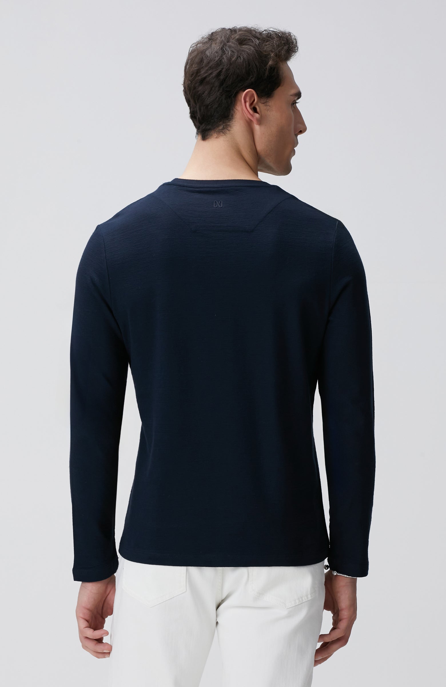 MEN'S Navy Blue Long Sleeve Cotton T-shirt