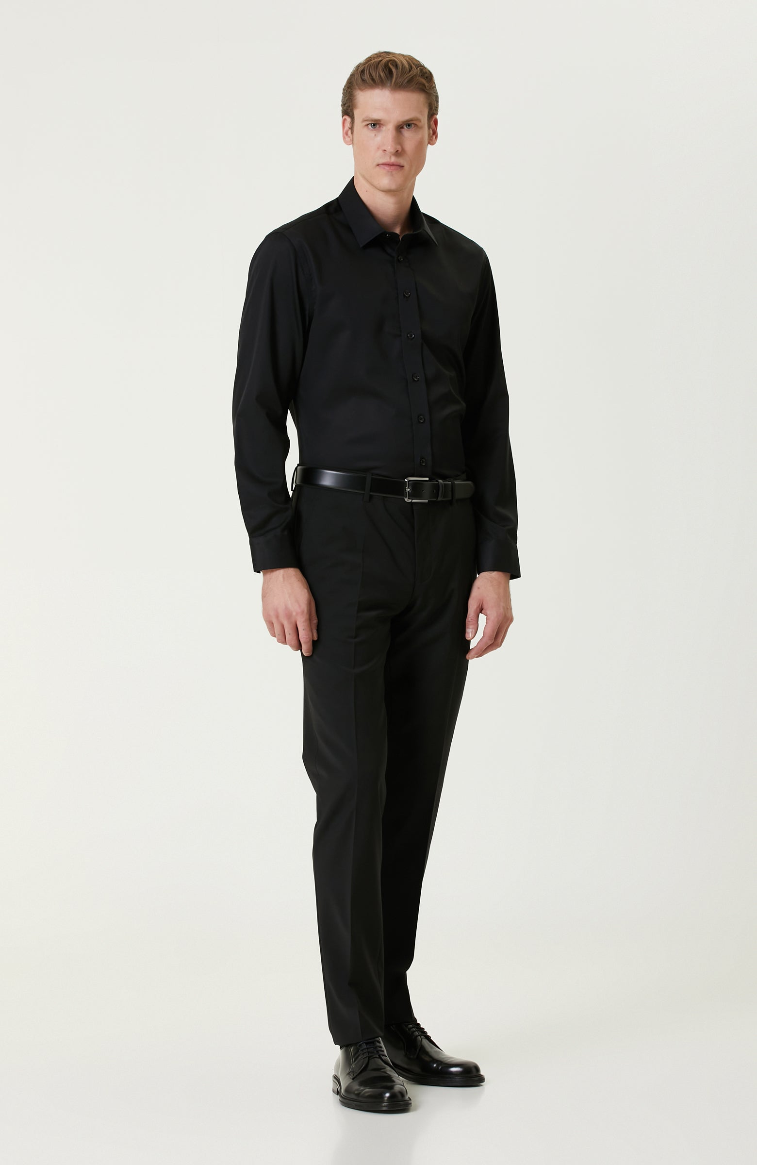 MEN'S Black Non-Iron Satin Shirt