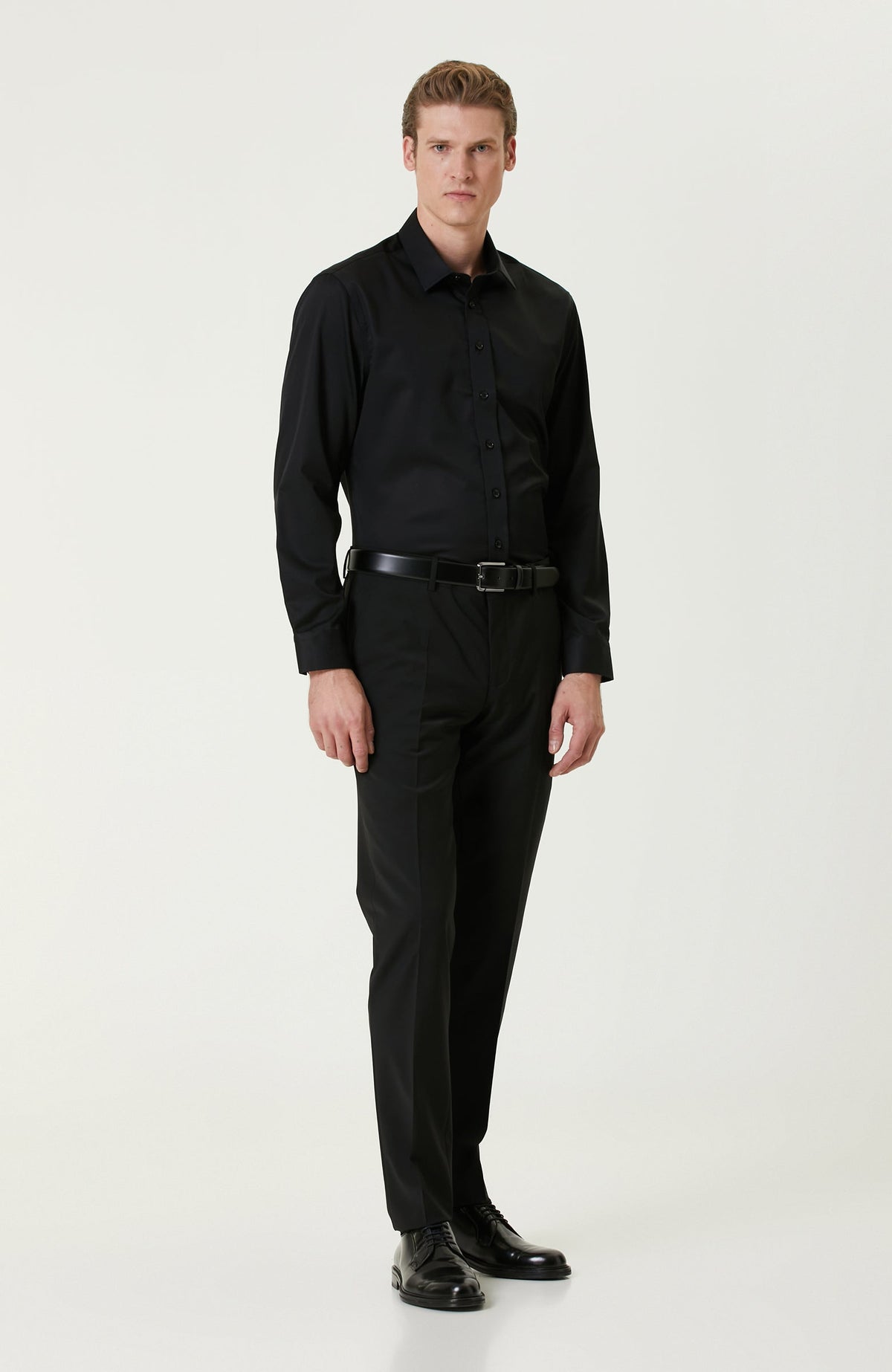 MEN'S Black Non-Iron Satin Shirt