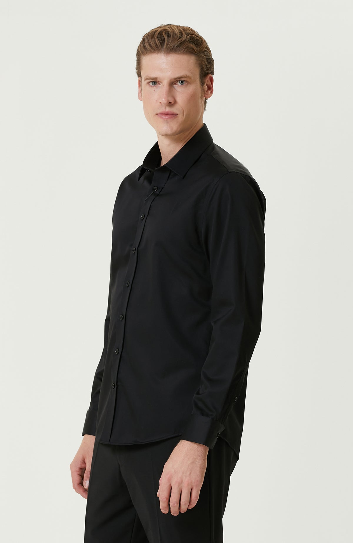 MEN'S Black Non-Iron Satin Shirt