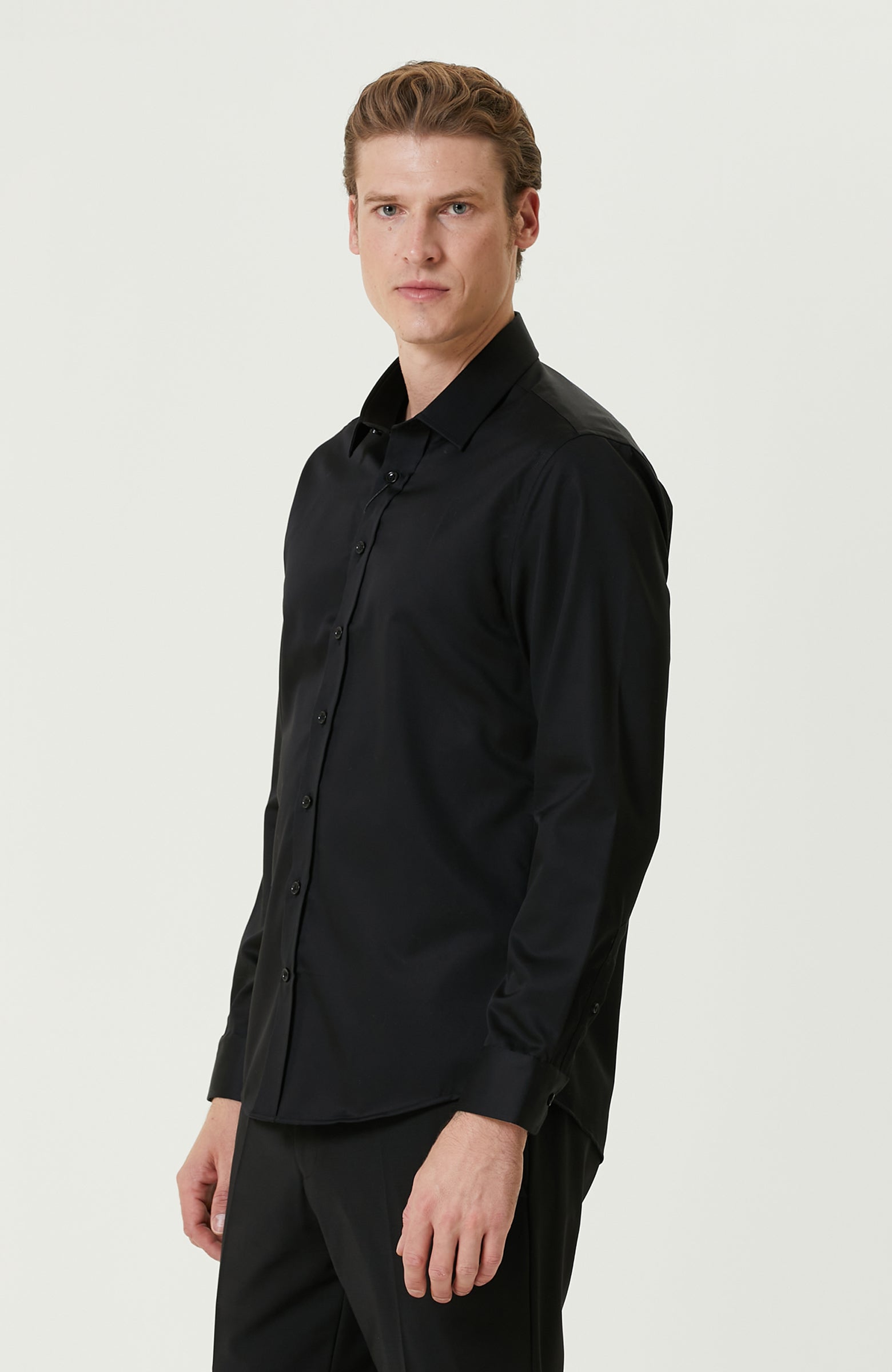 MEN'S Black Non-Iron Satin Shirt