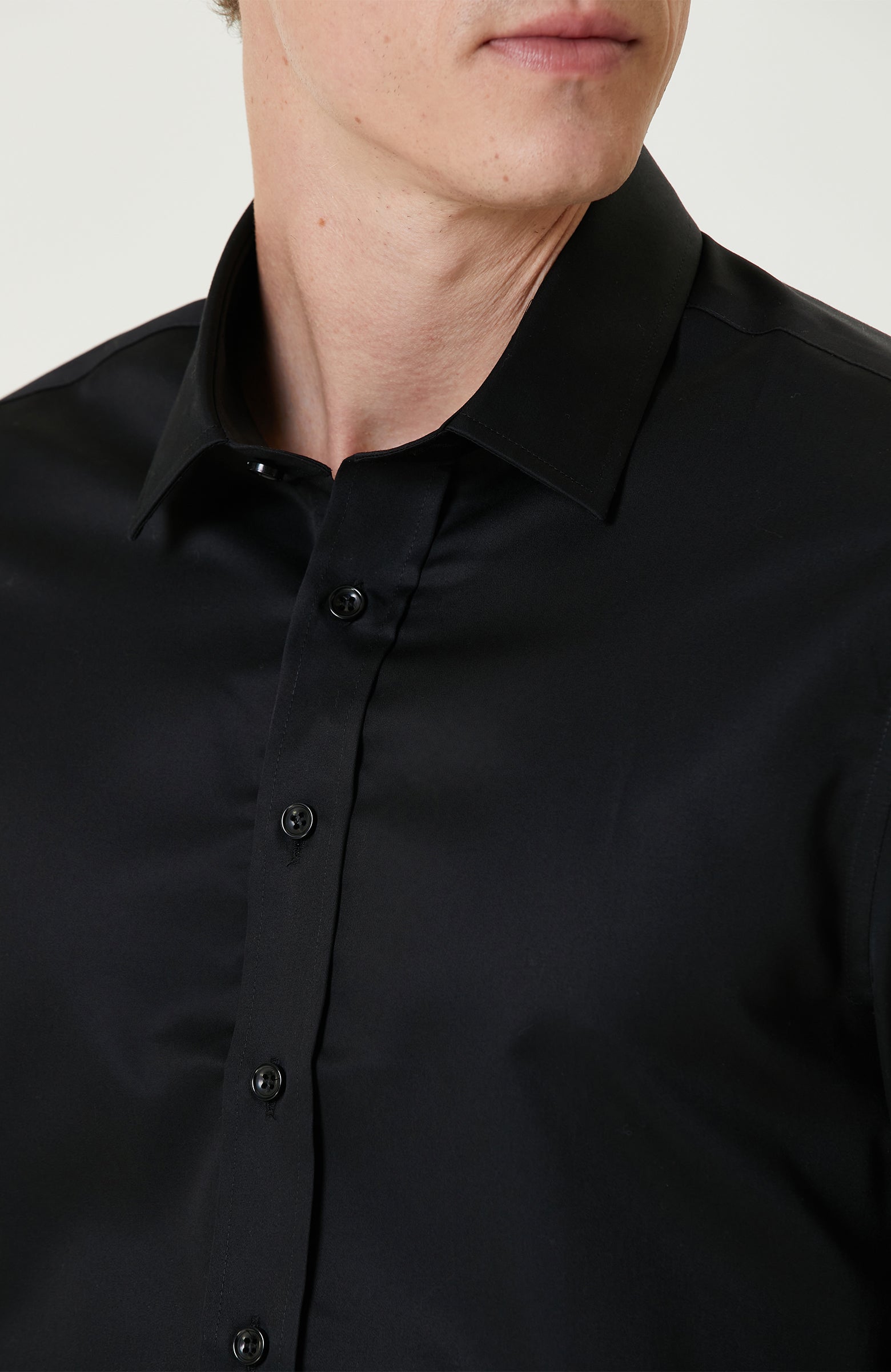 MEN'S Black Non-Iron Satin Shirt