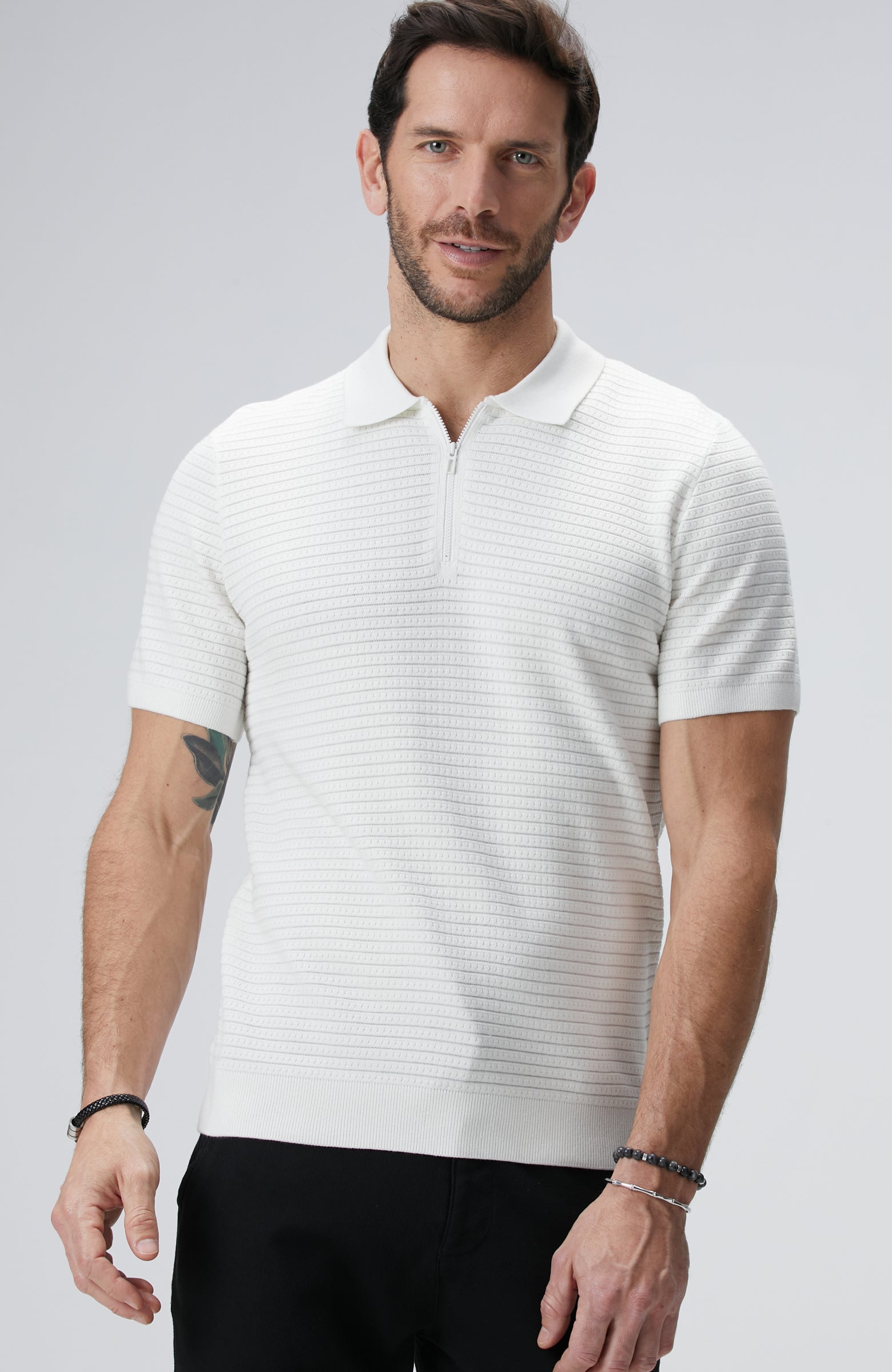 MEN'S Off-White Polo Knit Sweater