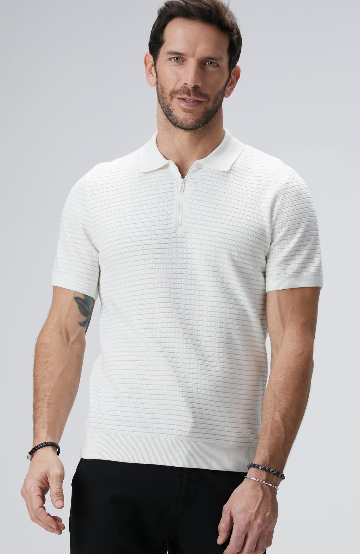 MEN'S Off-White Polo Knit Sweater