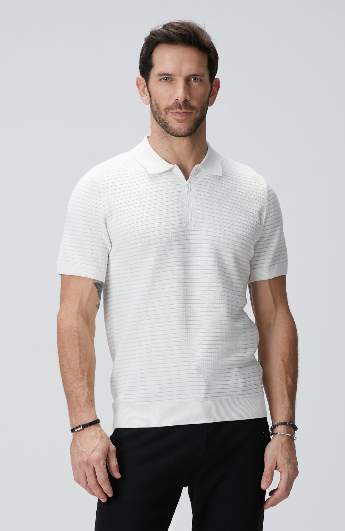 MEN'S Off-White Polo Knit Sweater
