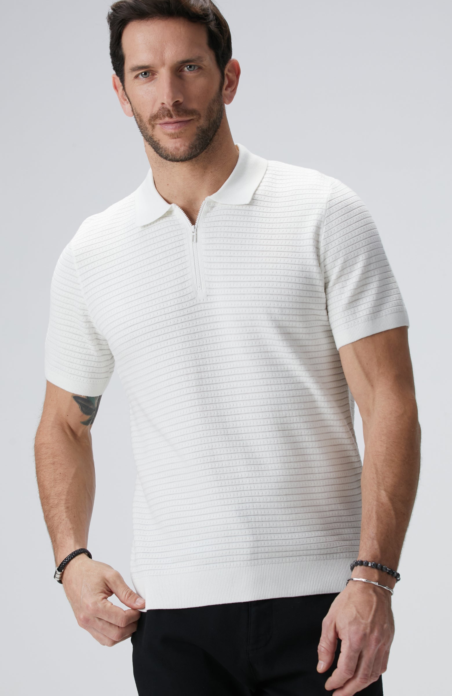 MEN'S Off-White Polo Knit Sweater