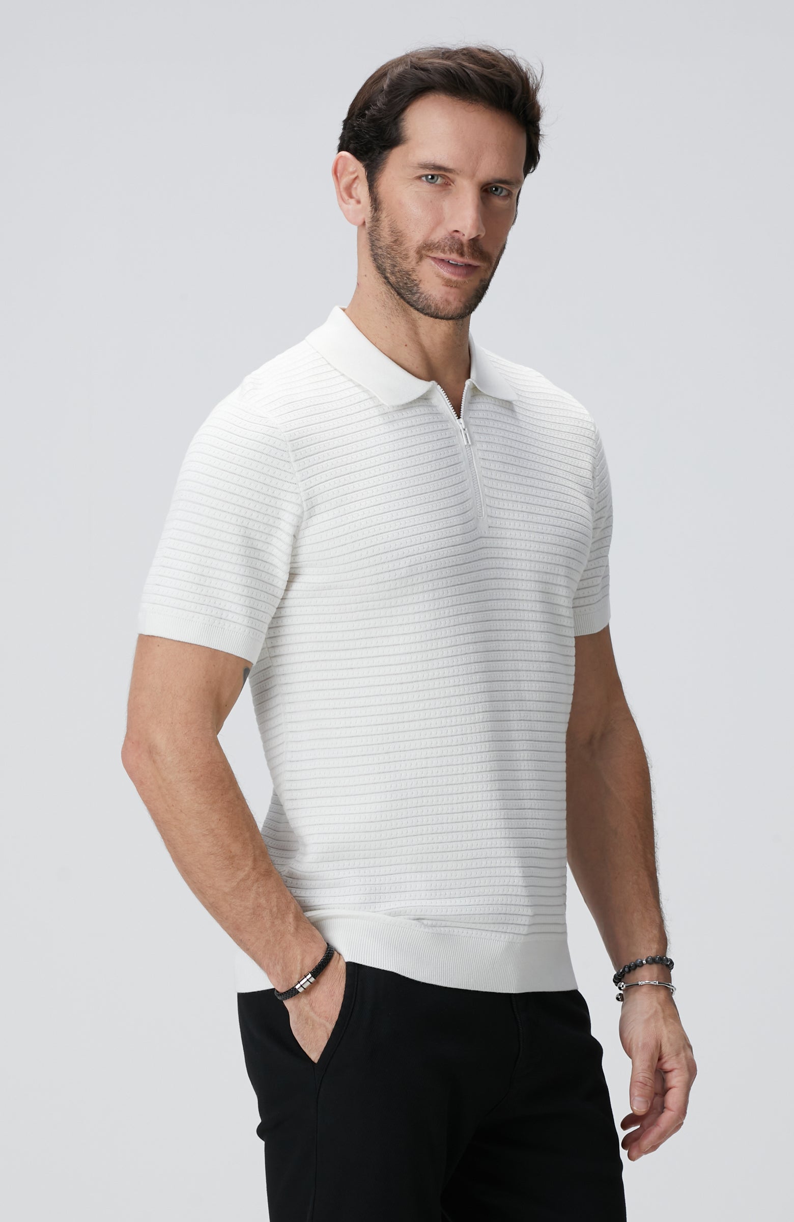 MEN'S Off-White Polo Knit Sweater