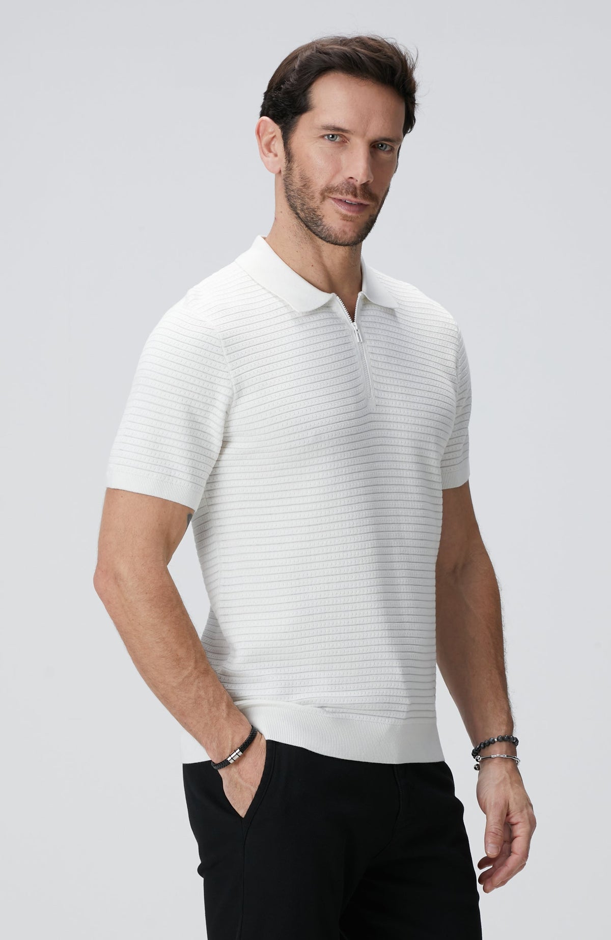 MEN'S Off-White Polo Knit Sweater