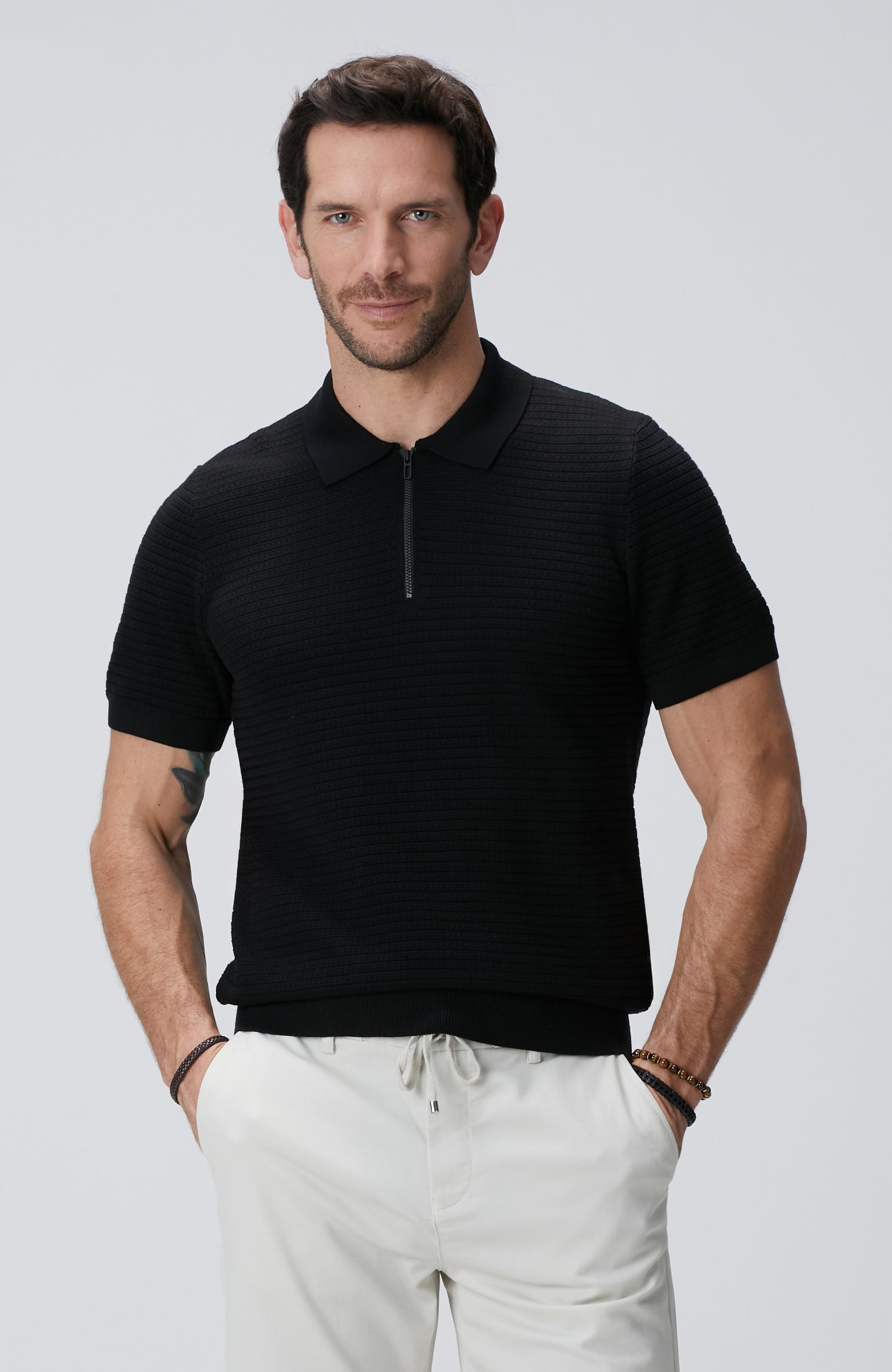 MEN'S Black Short Sleeve Sweater
