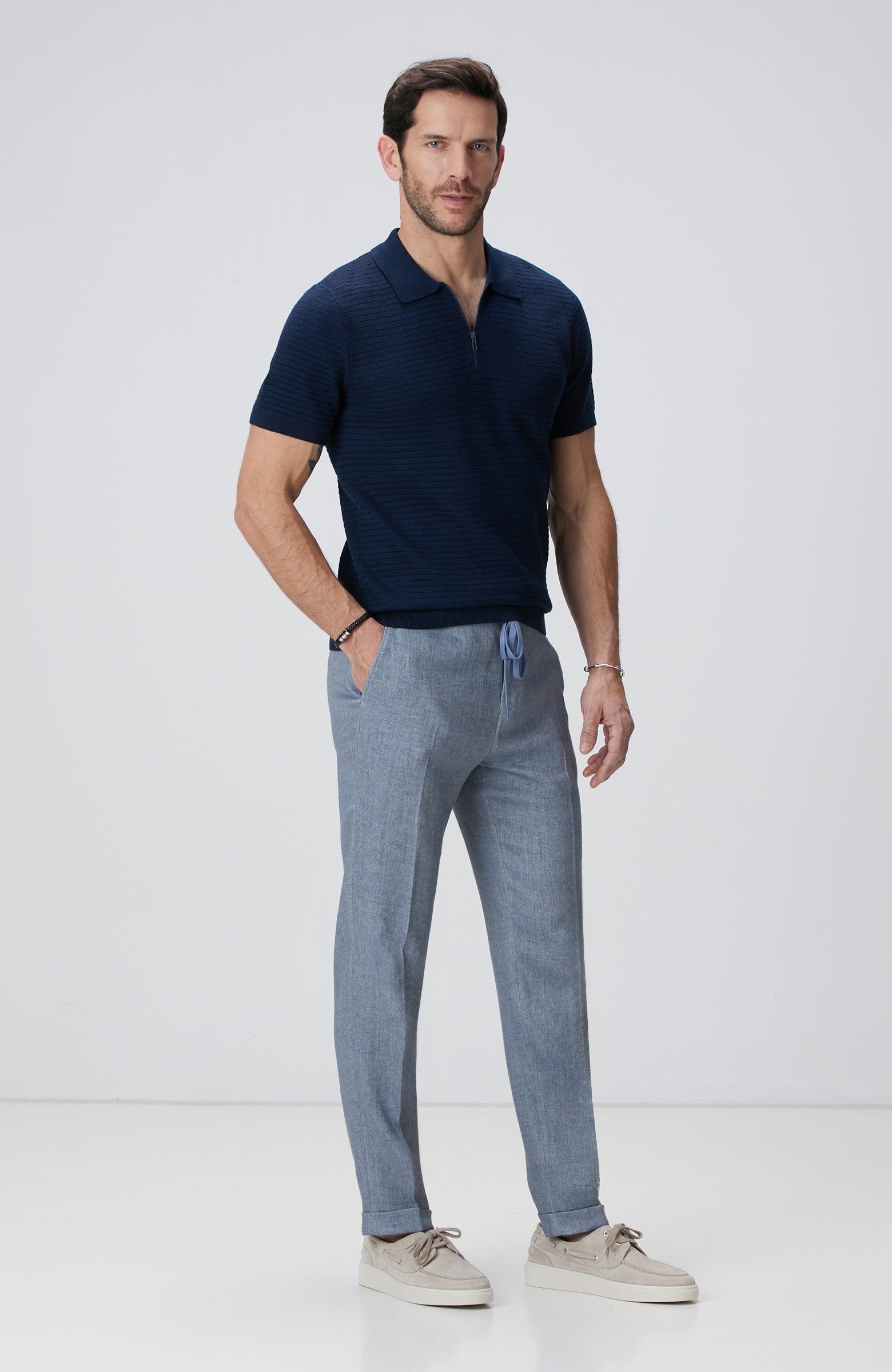 MEN'S Navy Blue Polo Neck Sweater