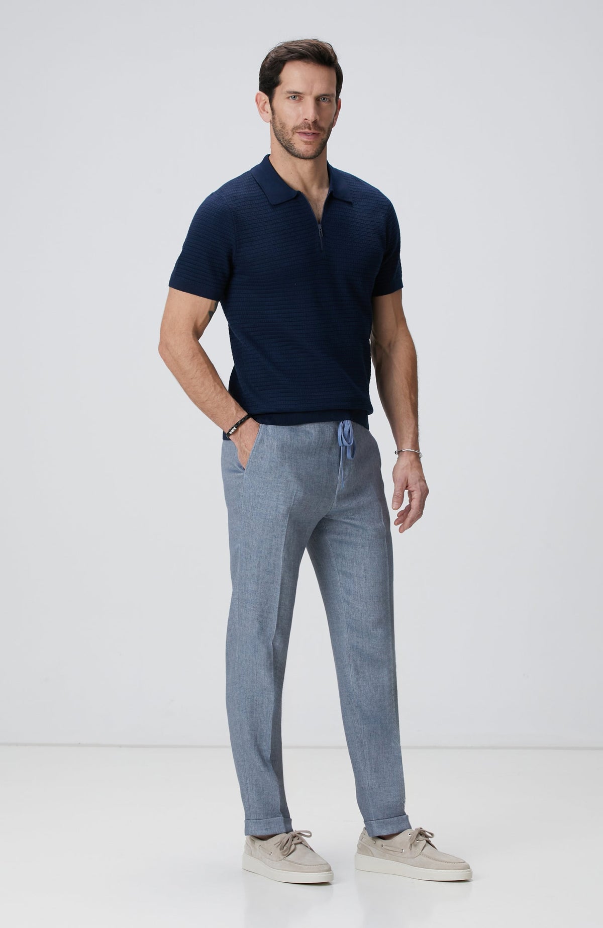 MEN'S Navy Blue Polo Neck Sweater