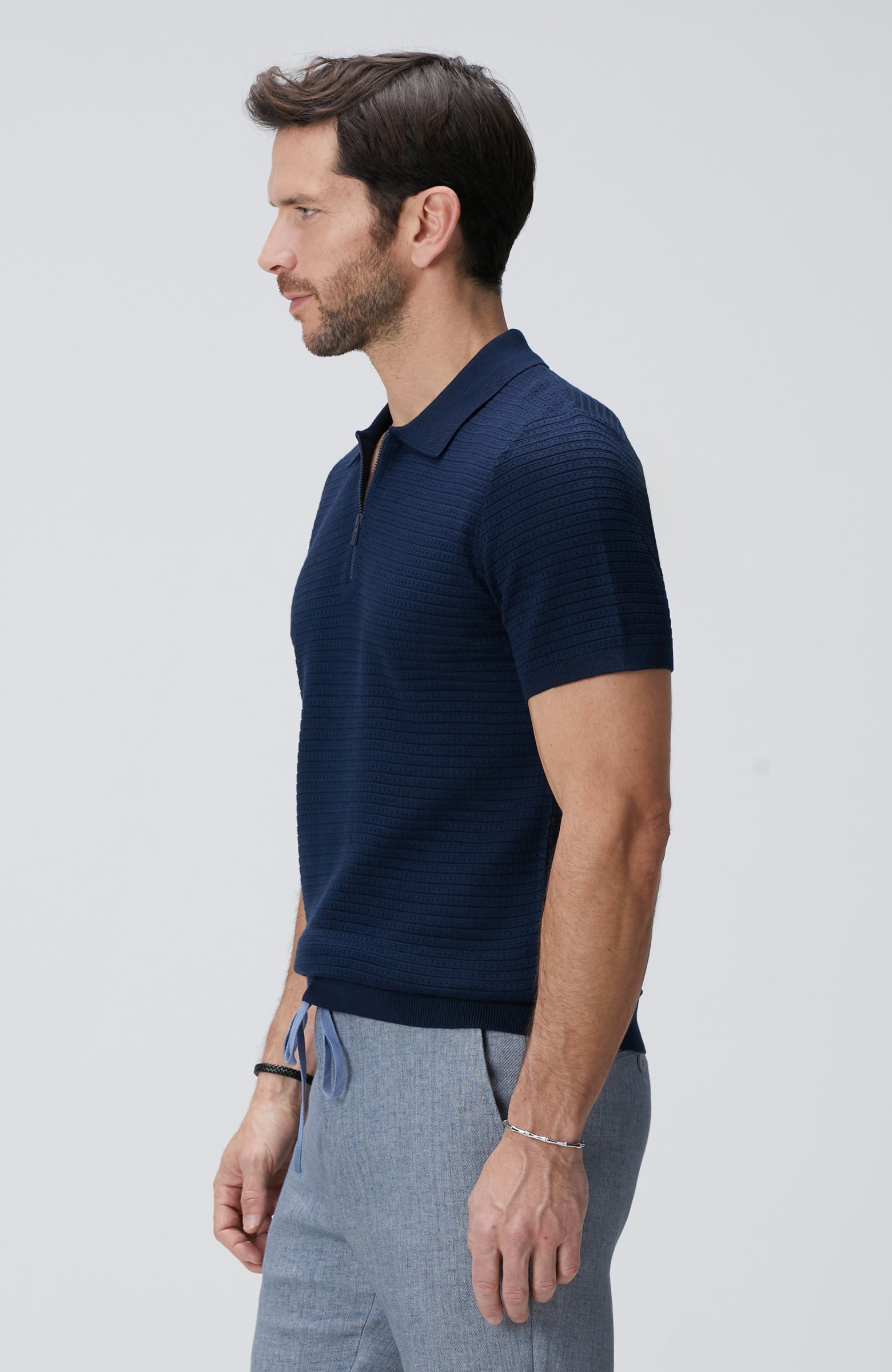 MEN'S Navy Blue Polo Neck Sweater