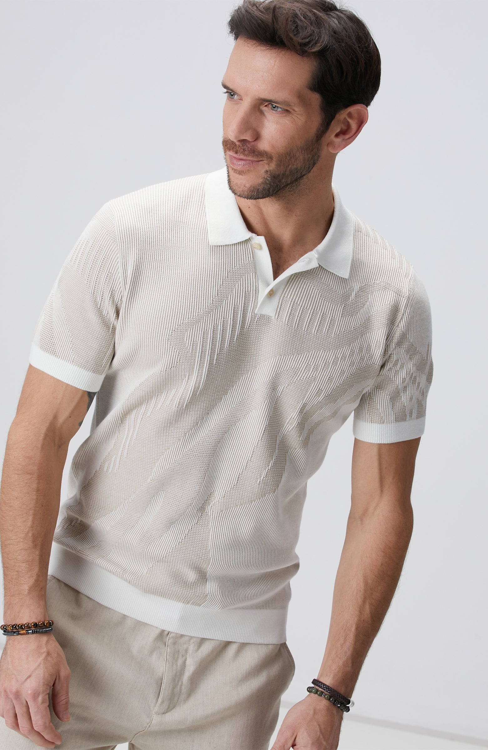 MEN'S Beige Polo Neck Sweater