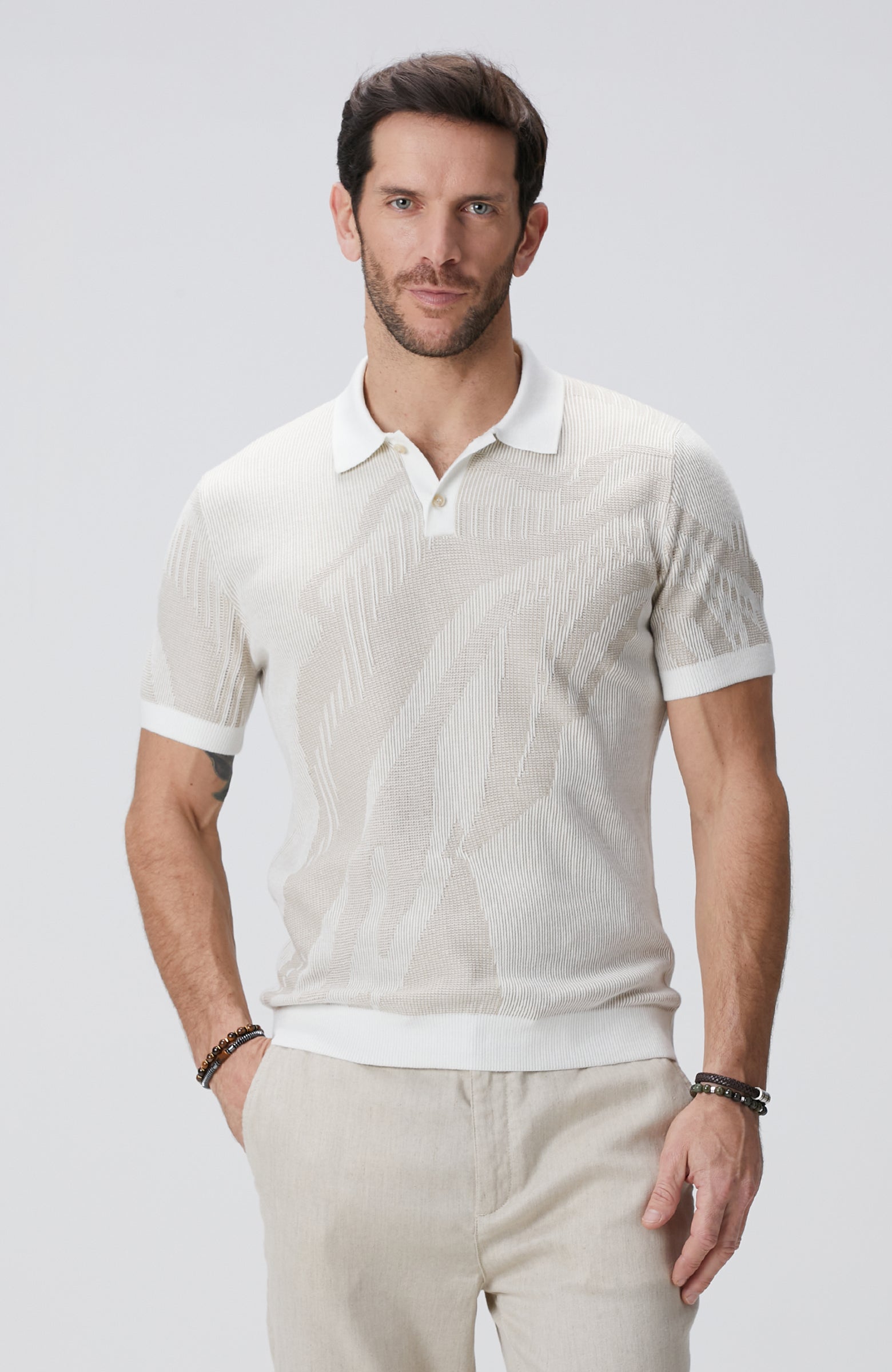 MEN'S Beige Polo Neck Sweater