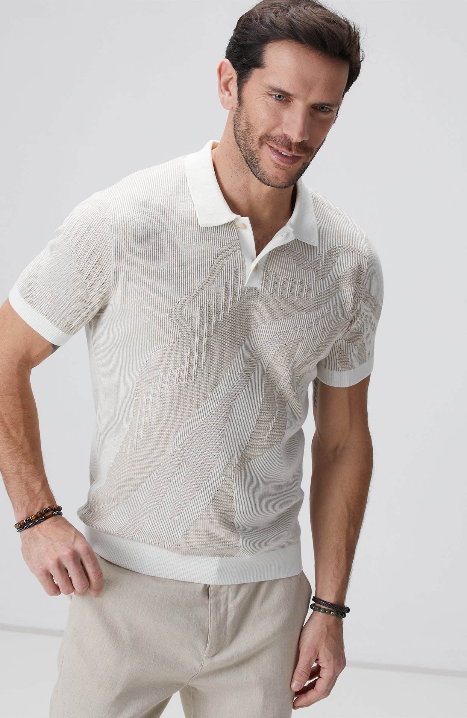 MEN'S Beige Polo Neck Sweater