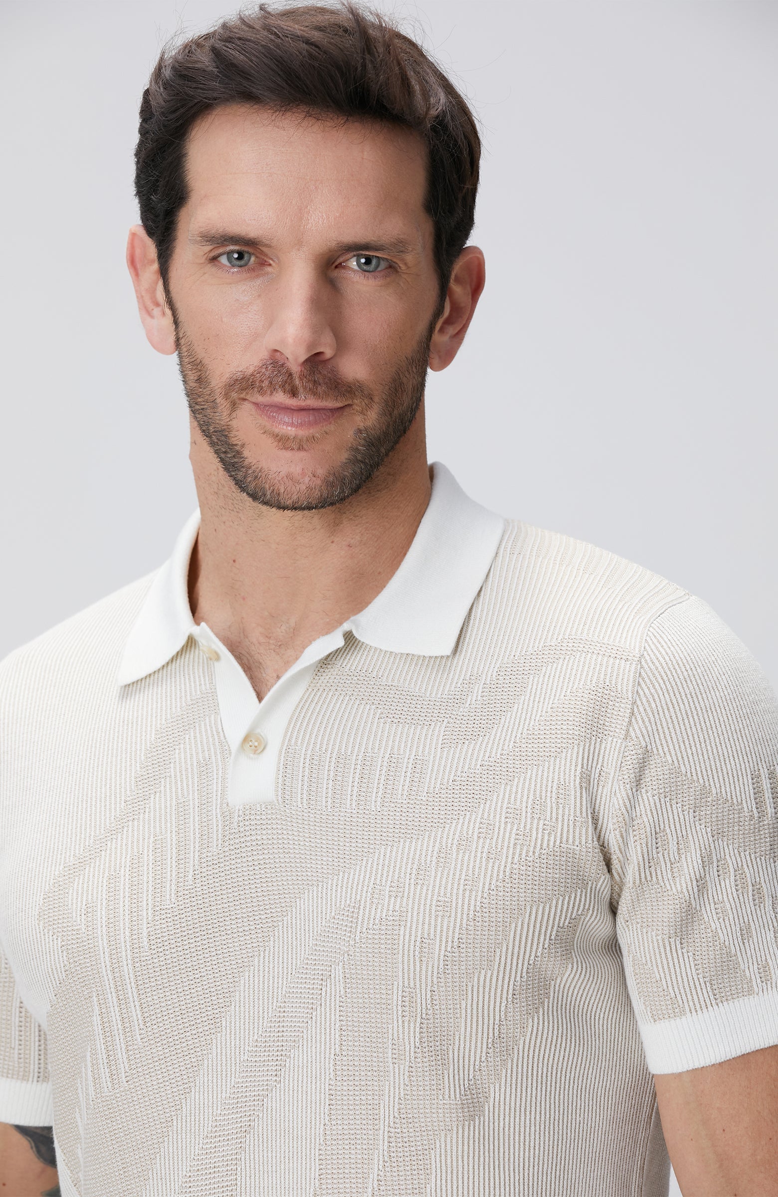 MEN'S Beige Polo Neck Sweater