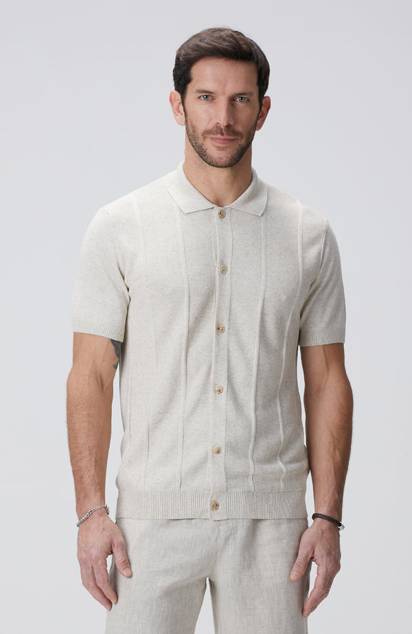 MEN'S Beige Linen Blend Cardigan