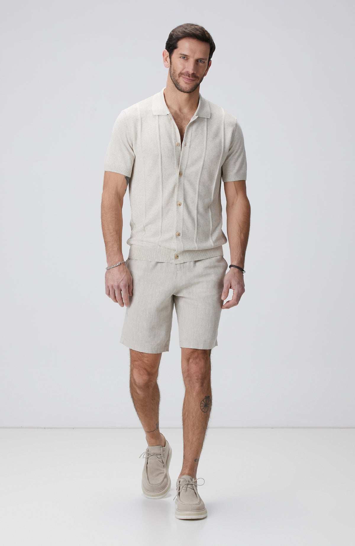 MEN'S Beige Linen Blend Cardigan