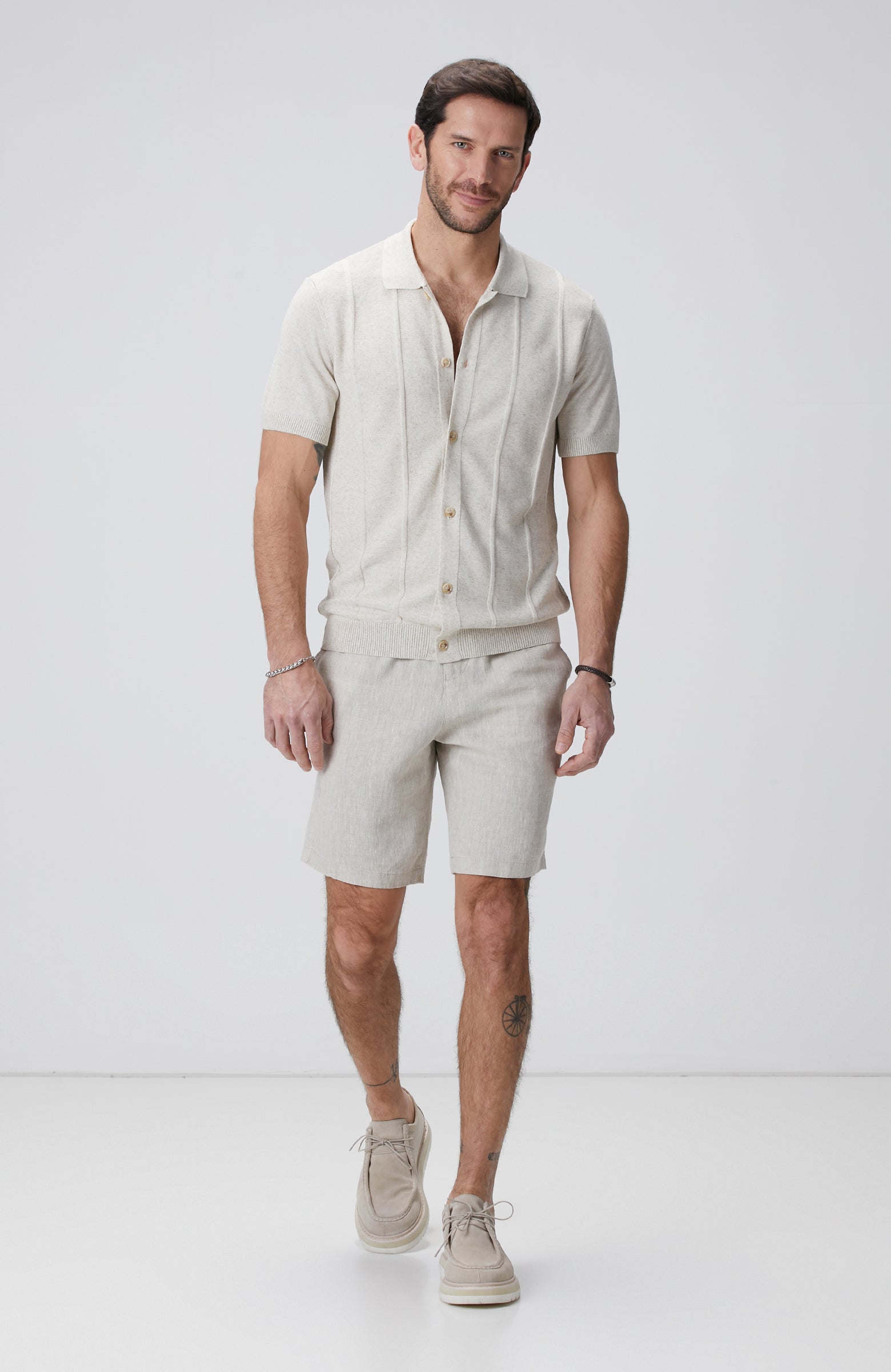 MEN'S Beige Linen Blend Cardigan