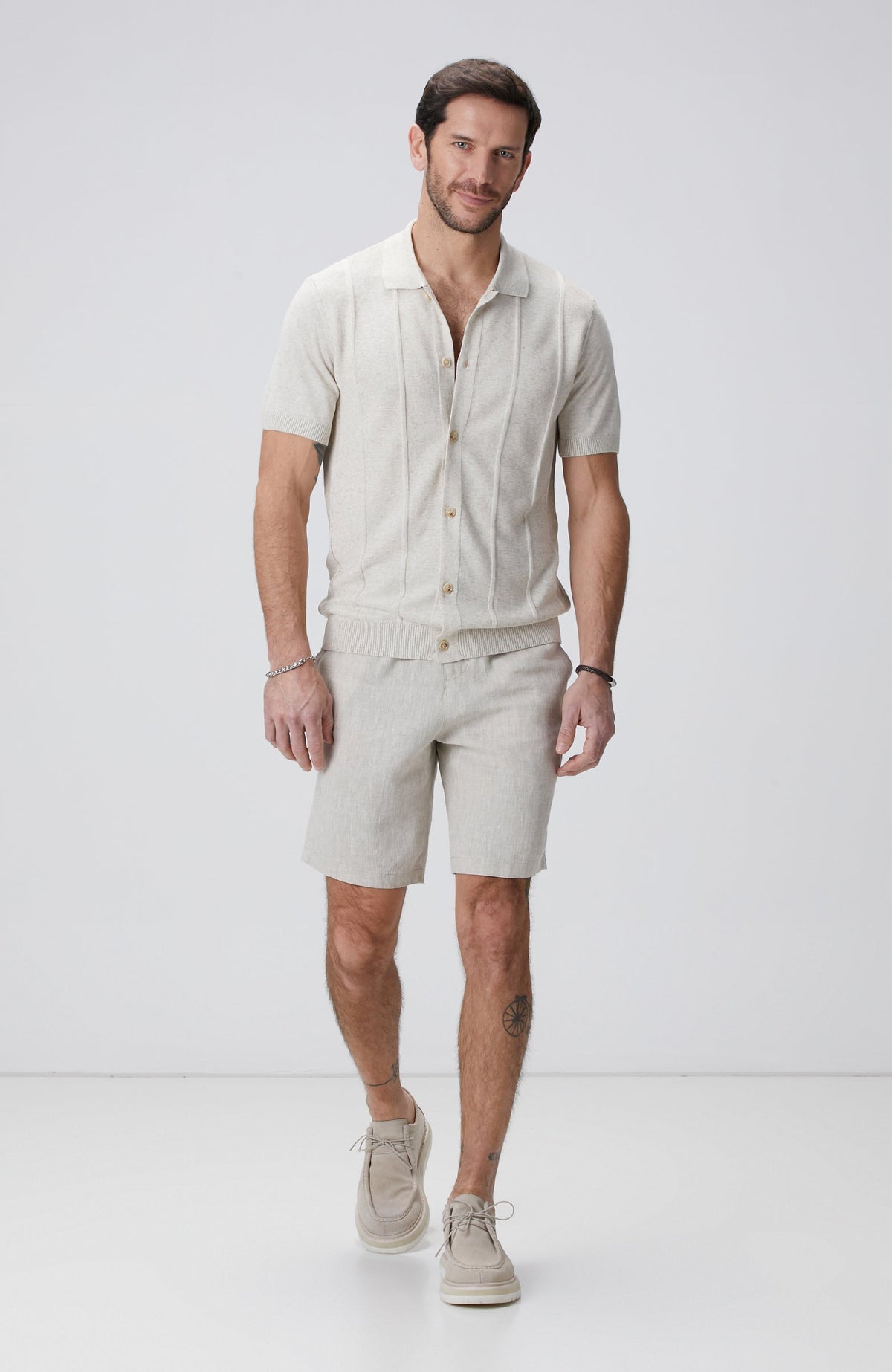 MEN'S Beige Linen Blend Cardigan