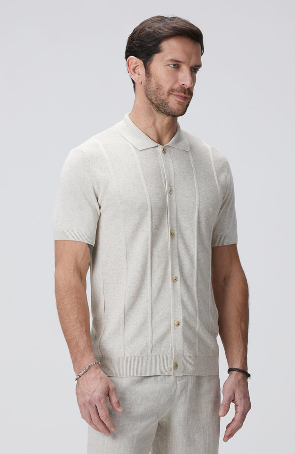 MEN'S Beige Linen Blend Cardigan