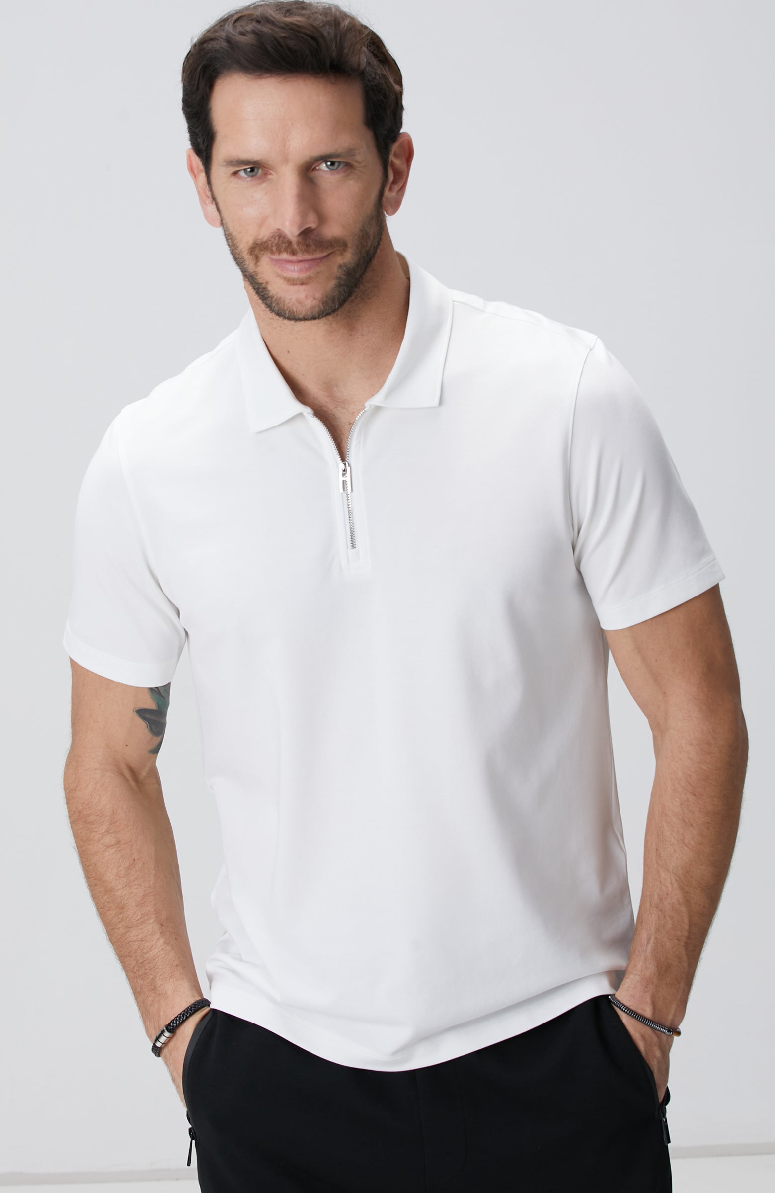 MEN'S N-Tech White Polo Mercerized T-Shirt