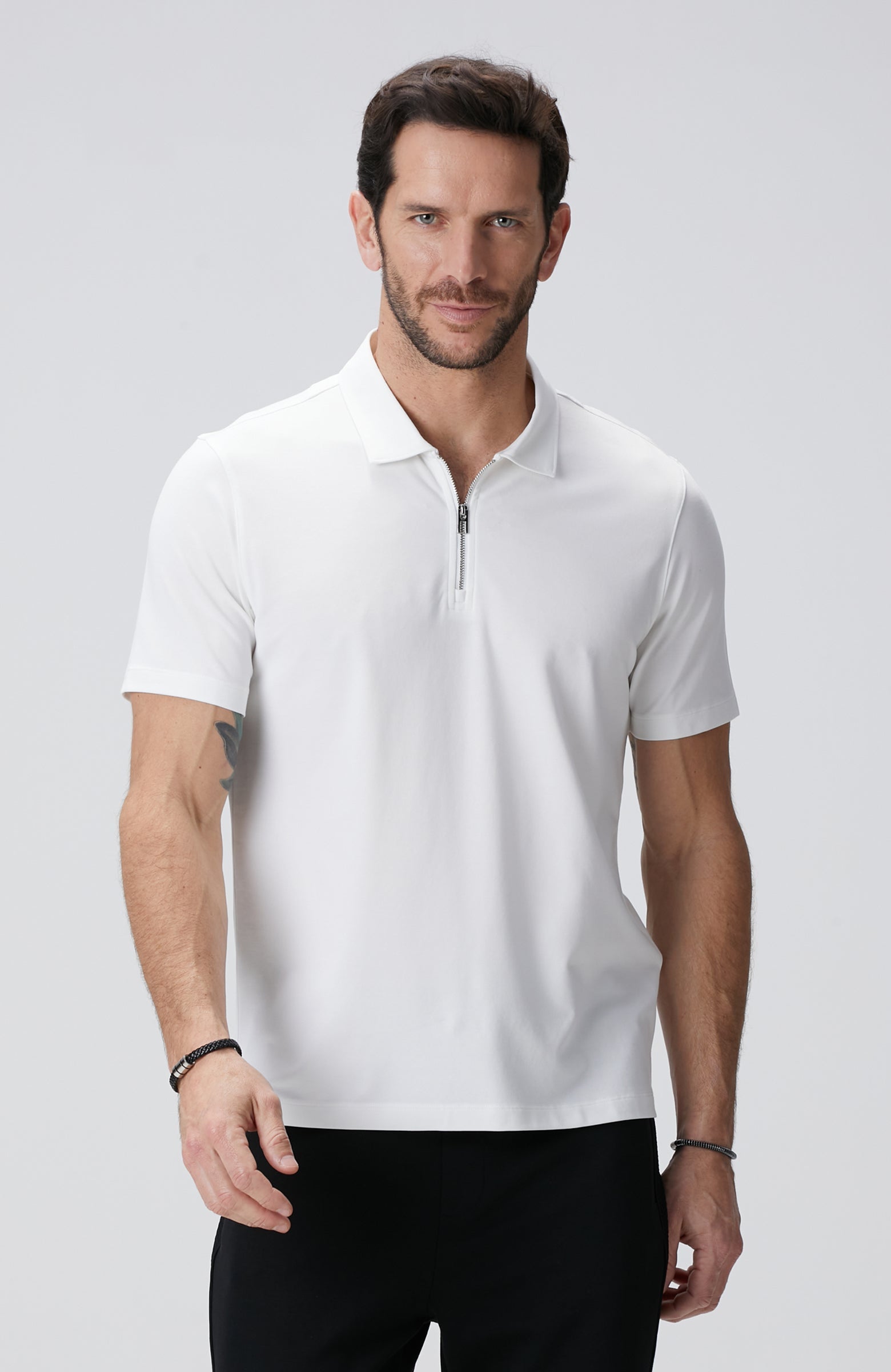 MEN'S N-Tech White Polo Mercerized T-Shirt