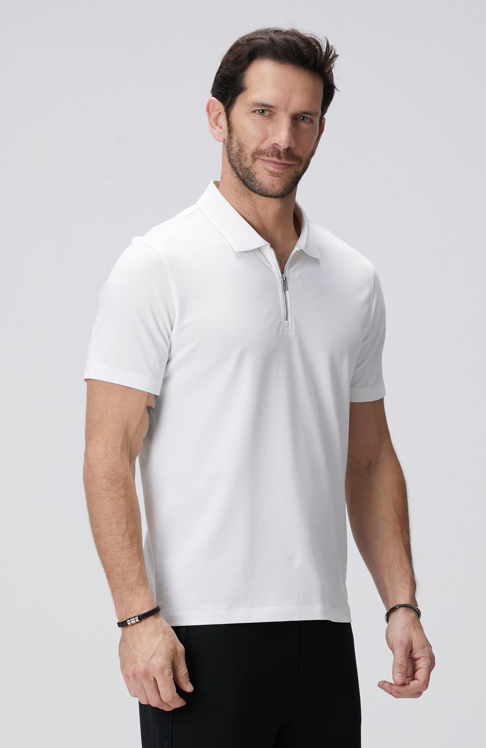 MEN'S N-Tech White Polo Mercerized T-Shirt