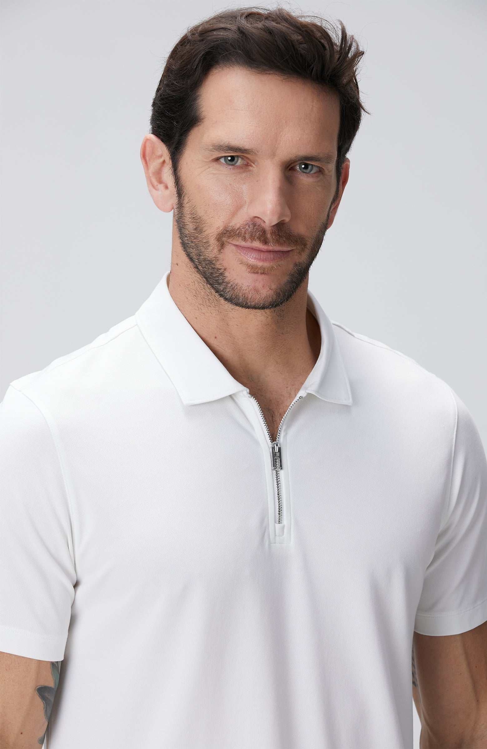 MEN'S N-Tech White Polo Mercerized T-Shirt