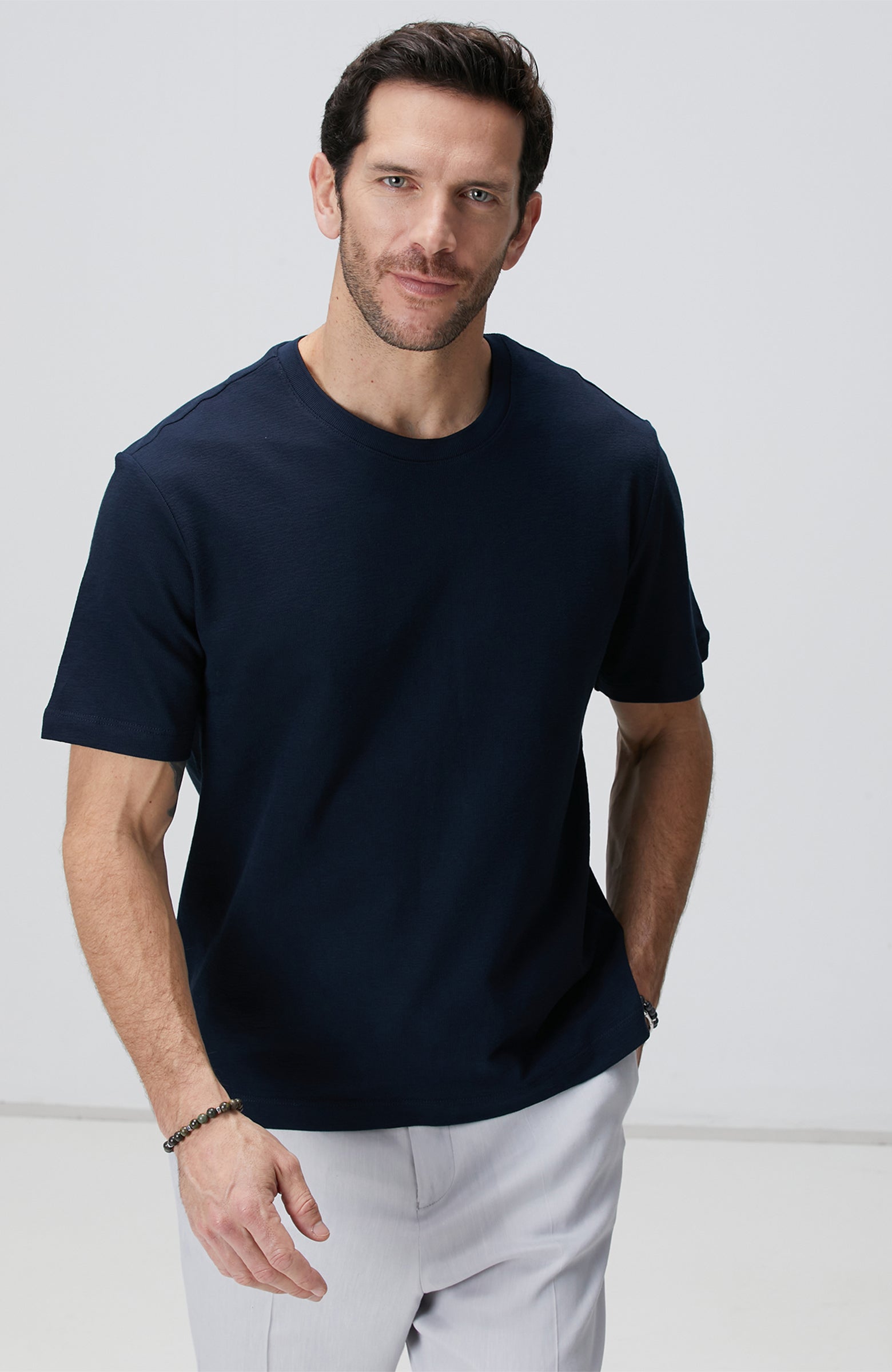 MEN'S Navy Blue Jacquard T-Shirt