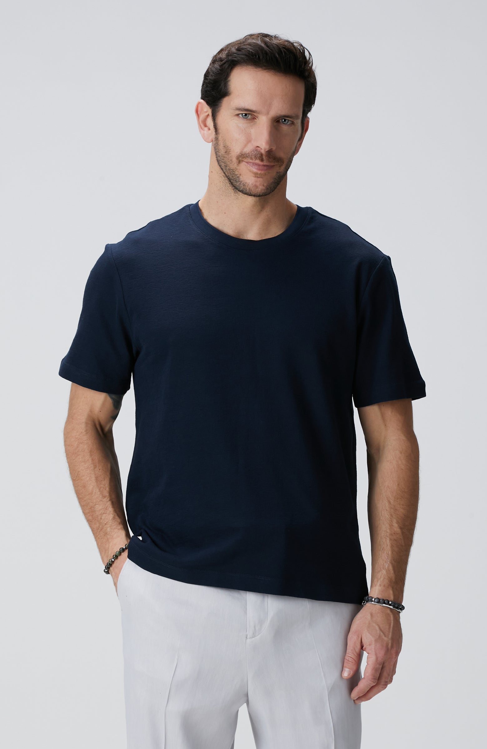 MEN'S Navy Blue Jacquard T-Shirt